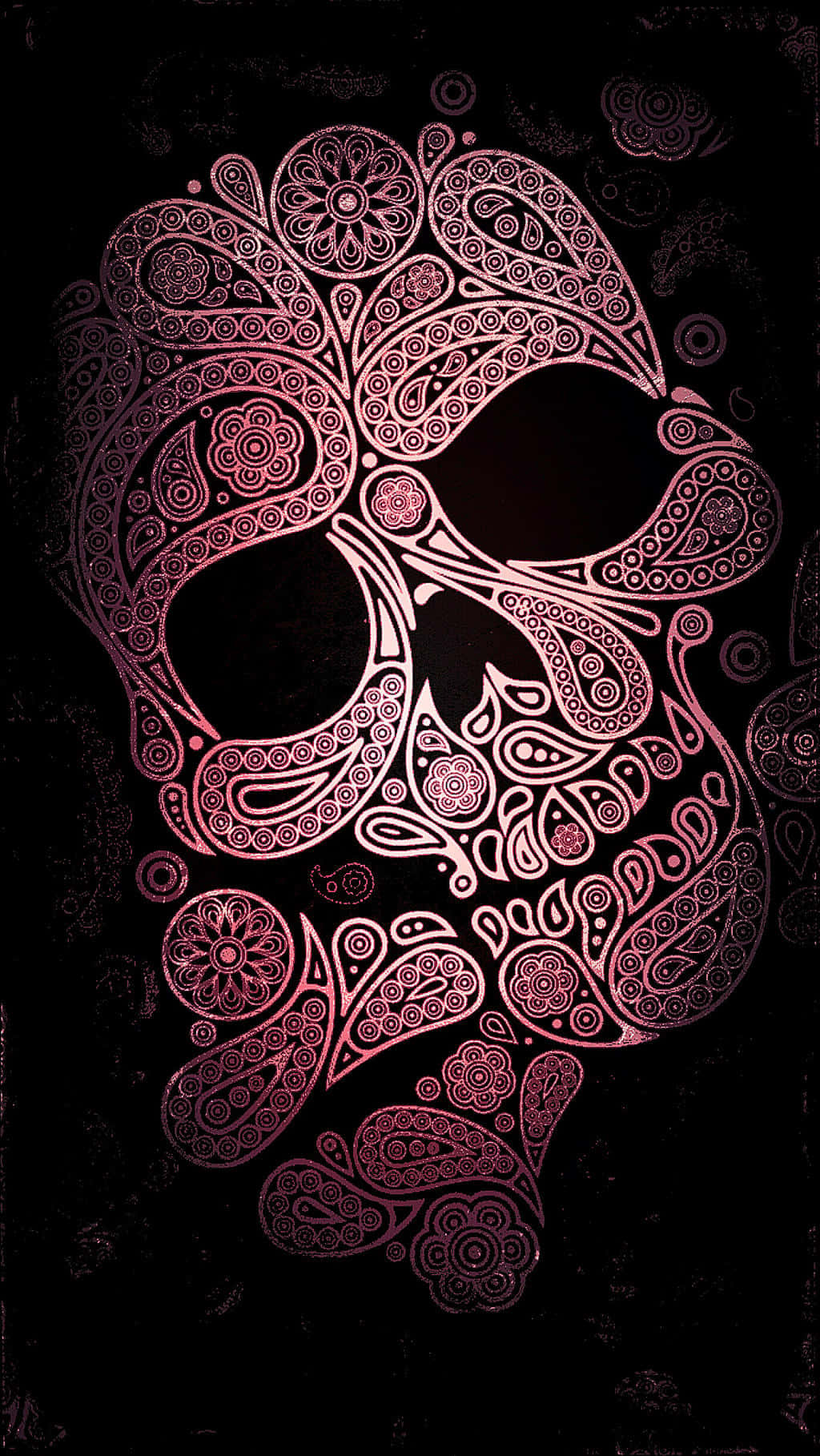 A Skull With A Paisley Pattern On A Black Background Wallpaper