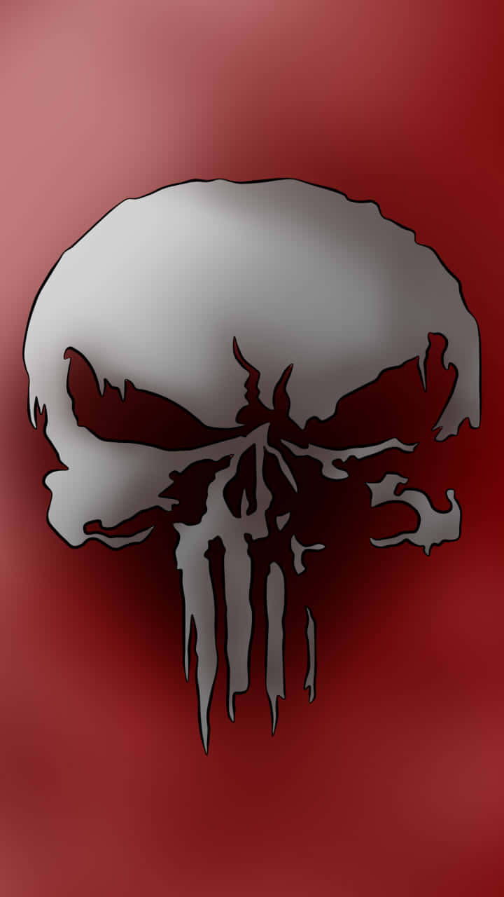 The Punisher Logo On A Red Background Wallpaper