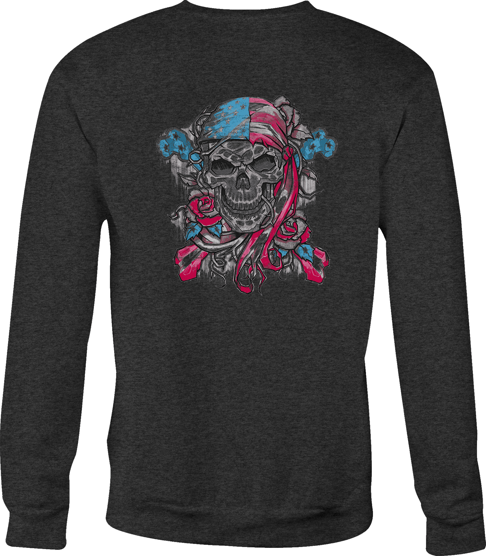 Skull Pirate Graphic Long Sleeve Shirt PNG