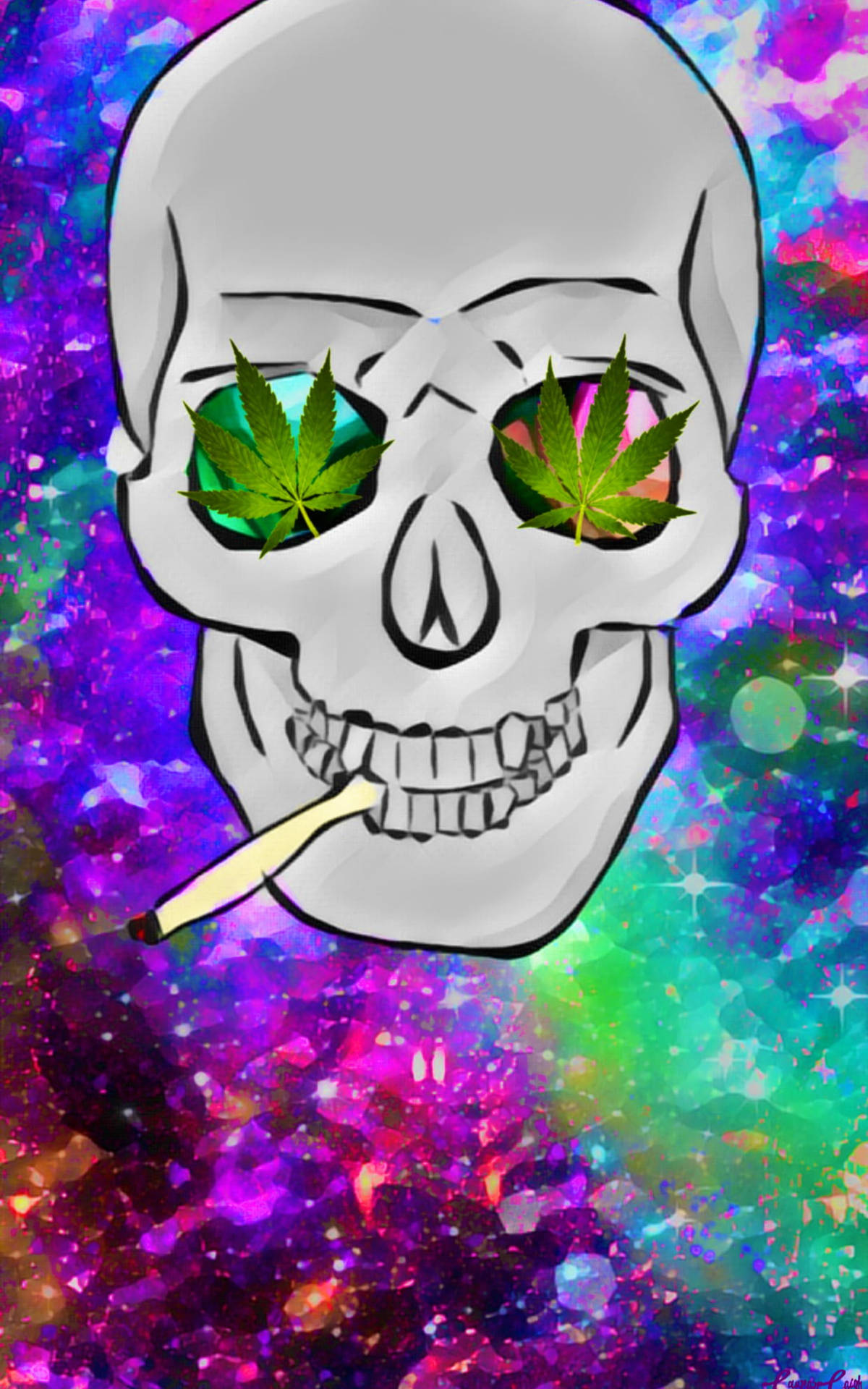 Skull Smoking Weed Pop Art Wallpaper