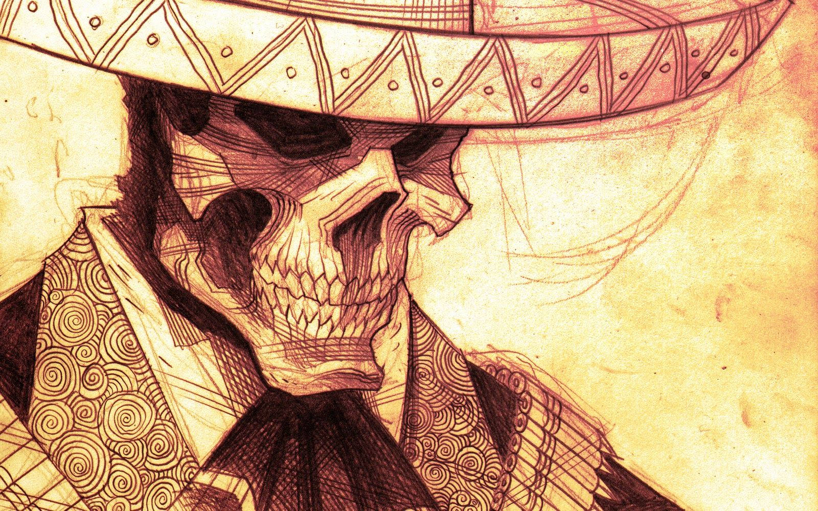 Skull Wearing Mexican Sombrero