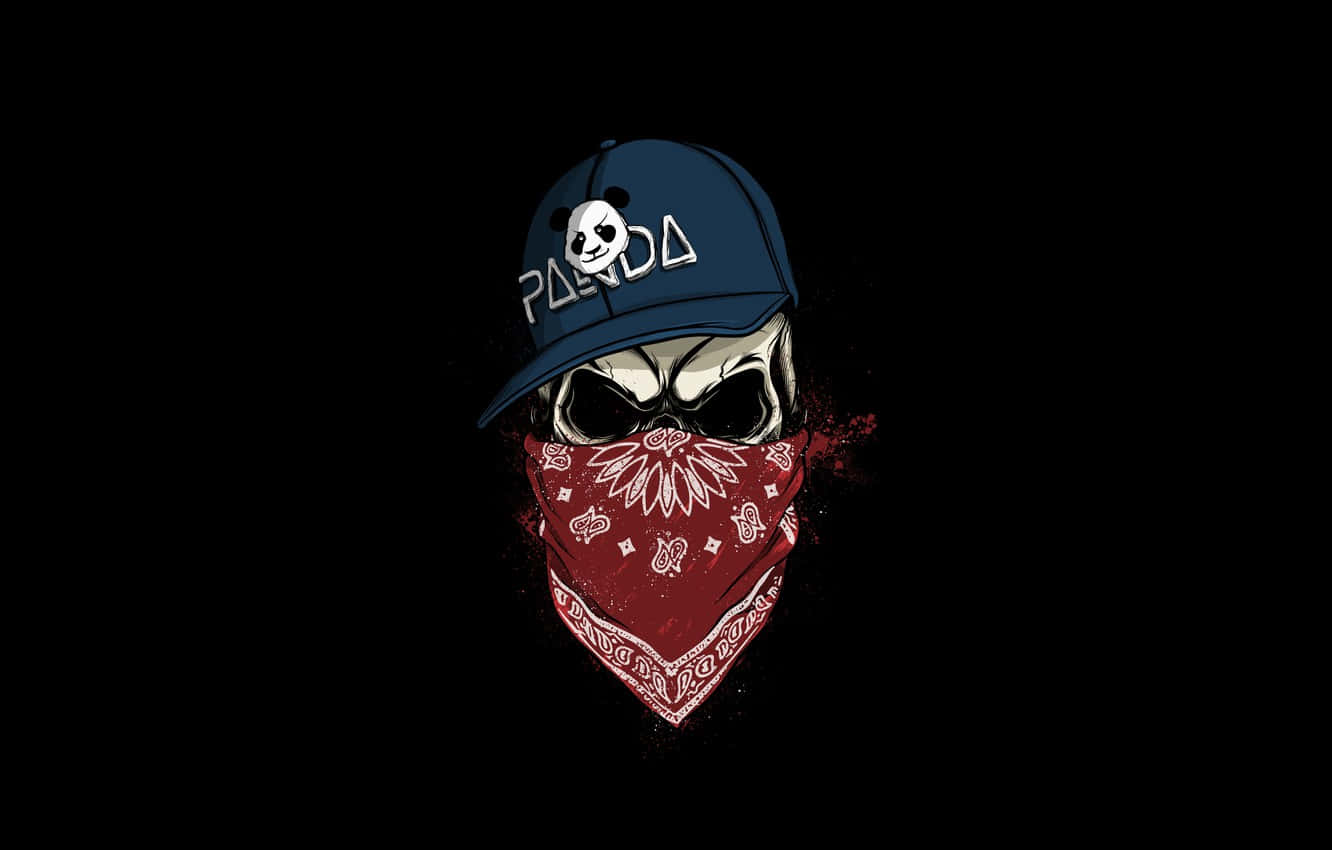 Skull With Cap And Bandana Art Wallpaper