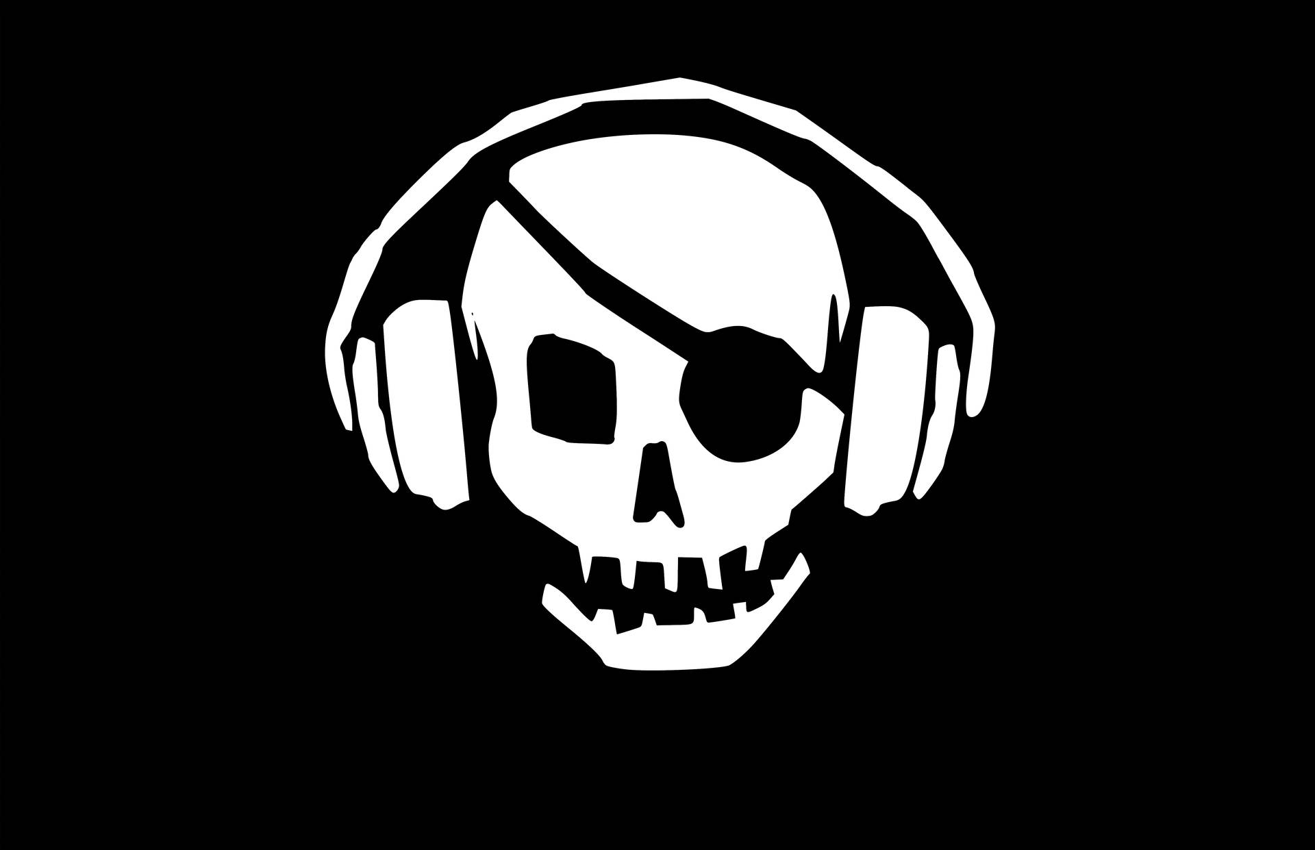 Skull With Headphones Computer Lock Screen Wallpaper