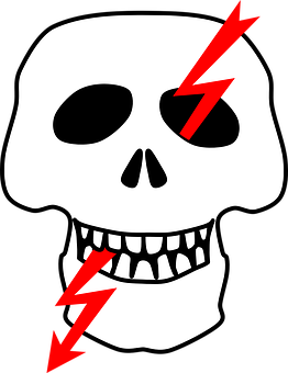 Skull_with_ Lightning_ Bolts PNG
