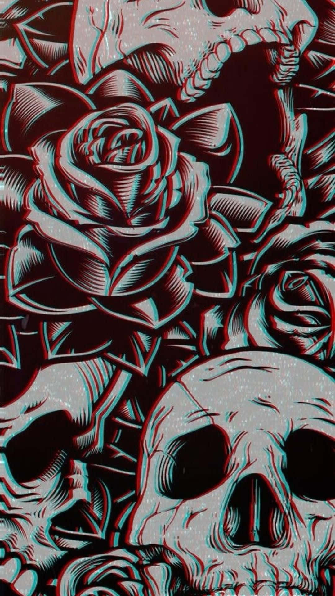 Skulland Roses Aesthetic3 D Art Wallpaper