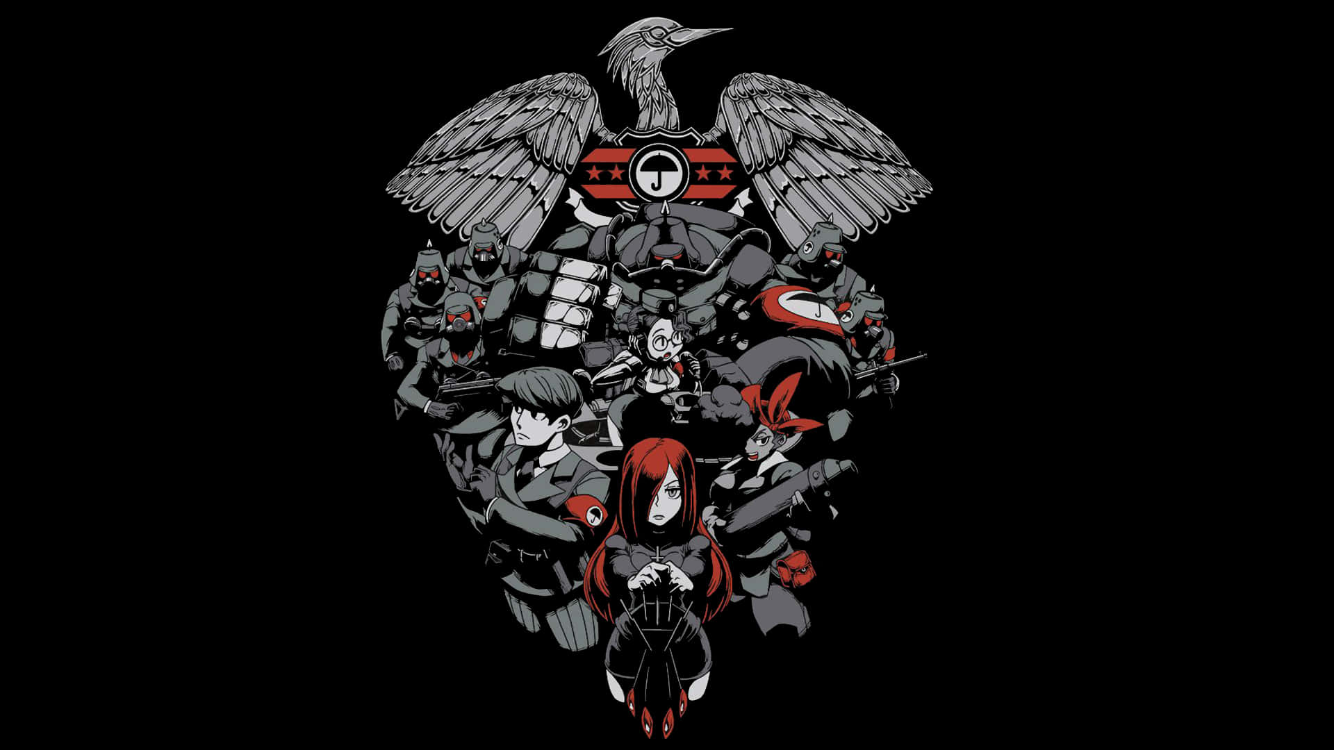 A Black And Red T - Shirt With A Bird On It Wallpaper