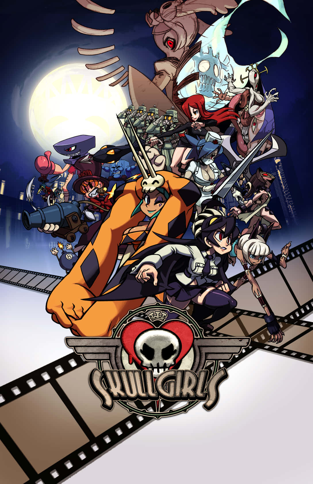 Skullgirls Characters Drawing With Film Tape Wallpaper