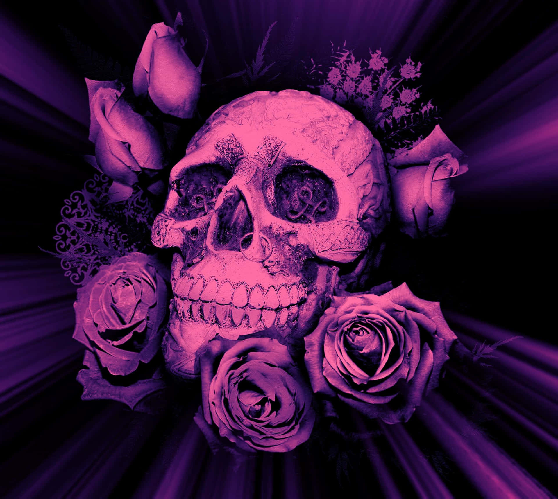 Skulls And Roses Wallpaper