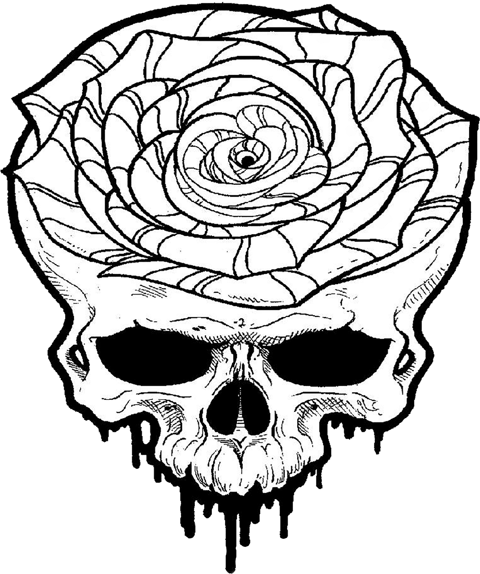 Skullwith Rose Tattoo Design PNG