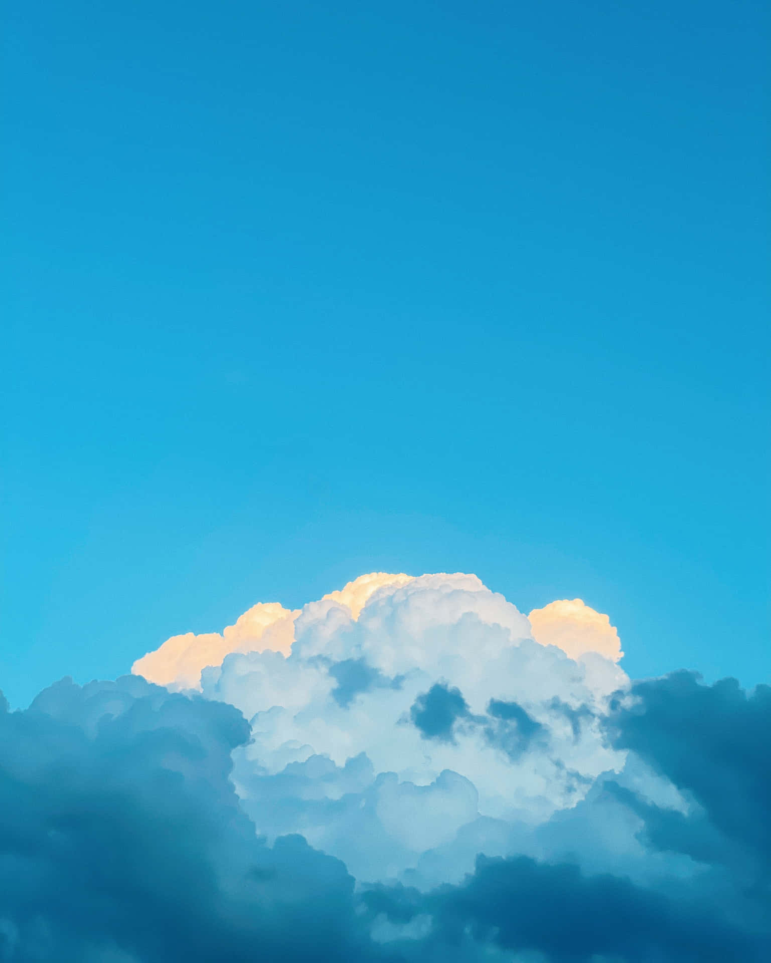 Sky Blue Background White Yellow Clouds