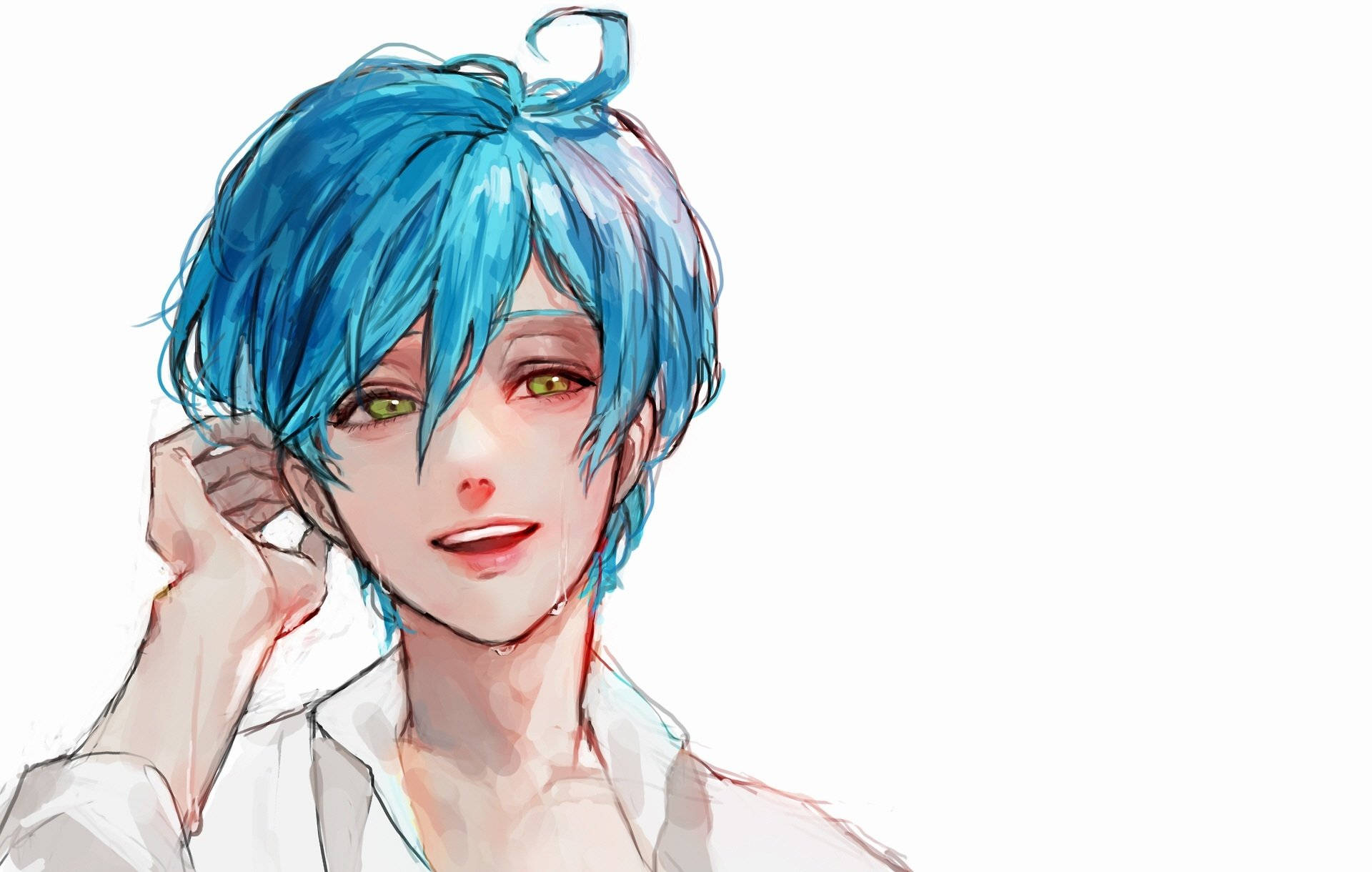 Sorrisodo Rapaz Azul Do Céu. Papel de Parede