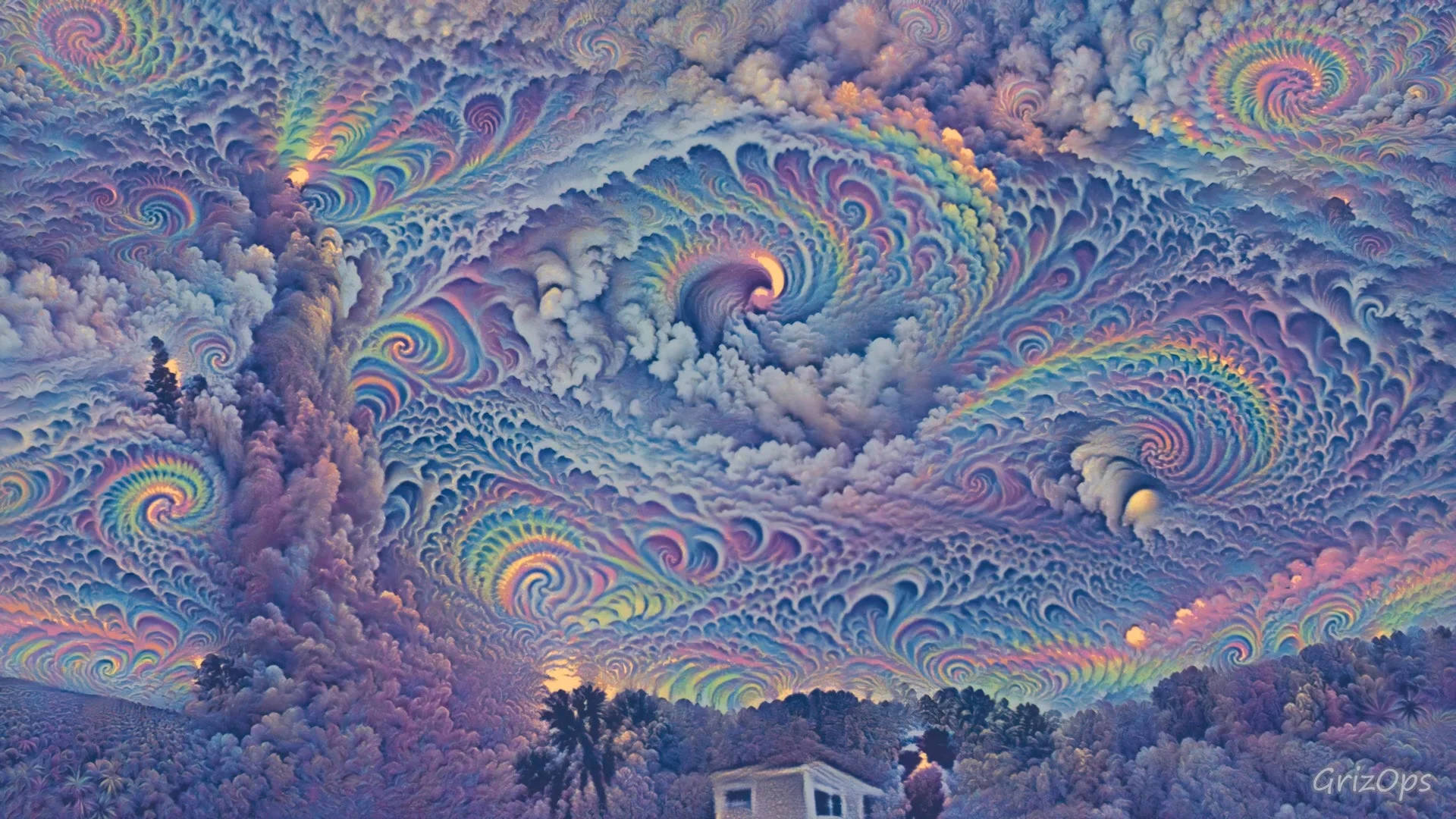 Sky Filled With Psychedelic Cloud Background