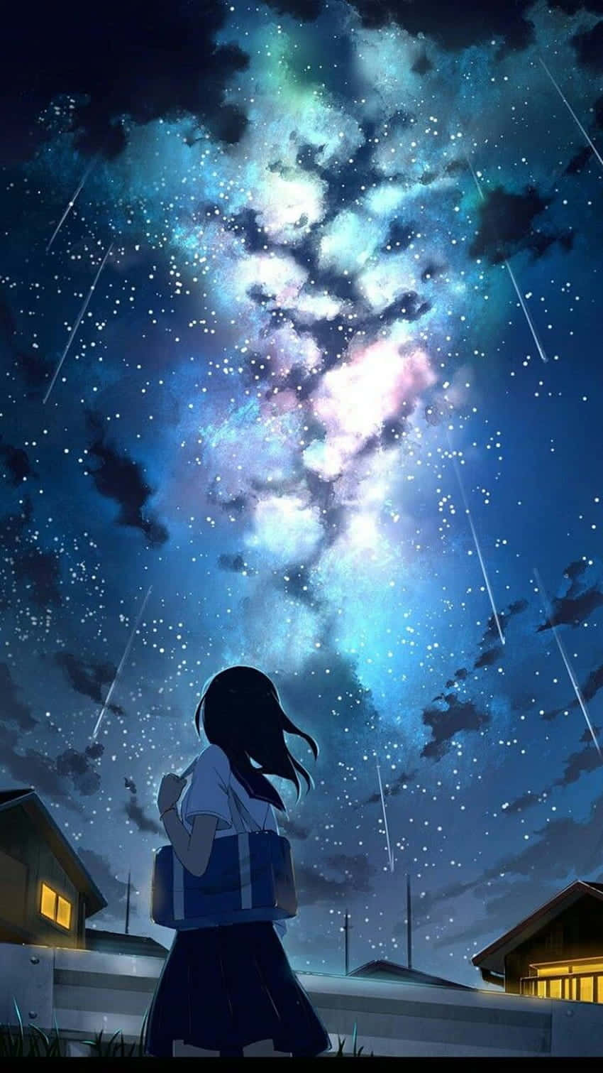 Cieloiluminado Con Estrellas Noche Anime. Fondo de pantalla
