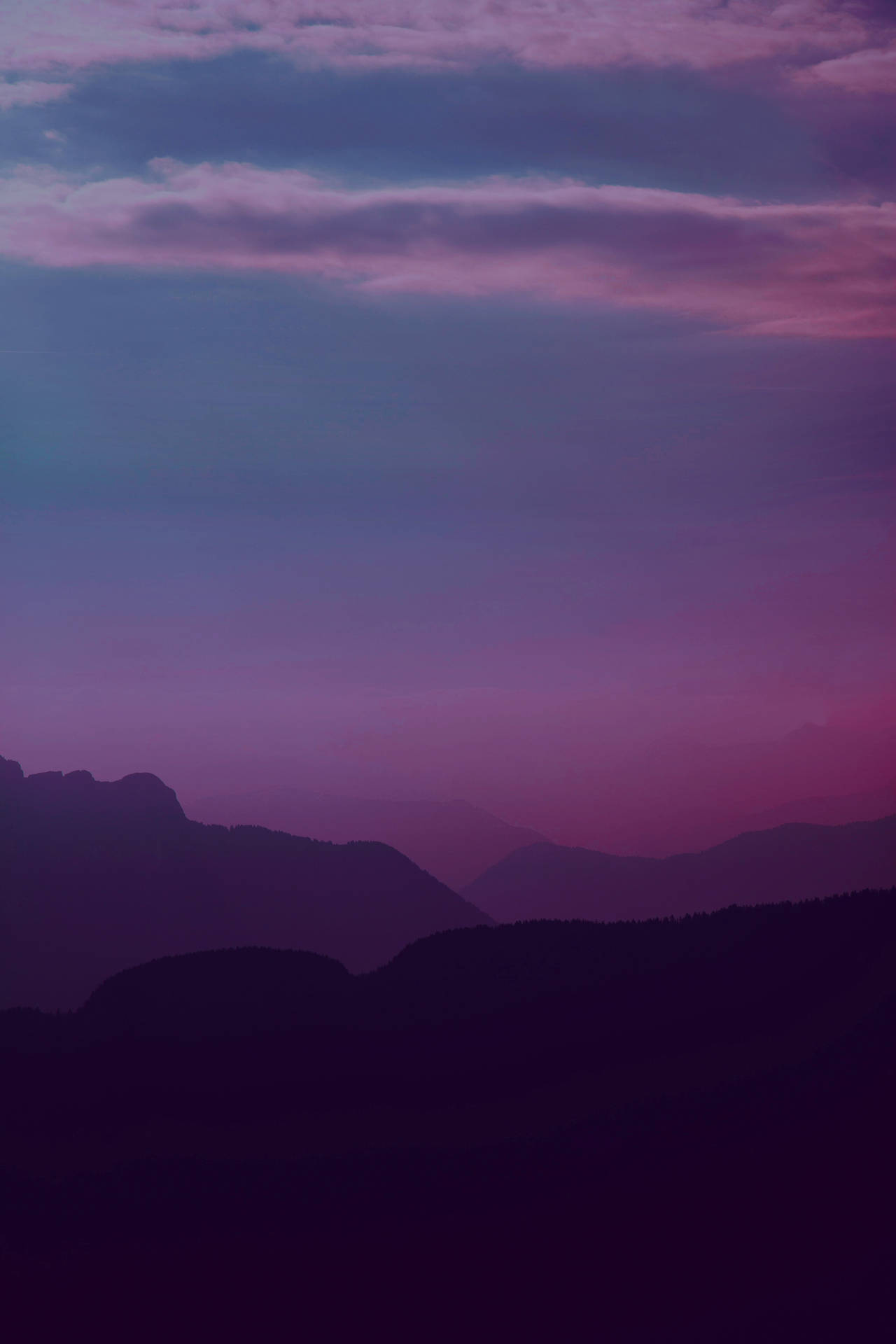 Sky Mountains Dark Purple iPhone Wallpaper