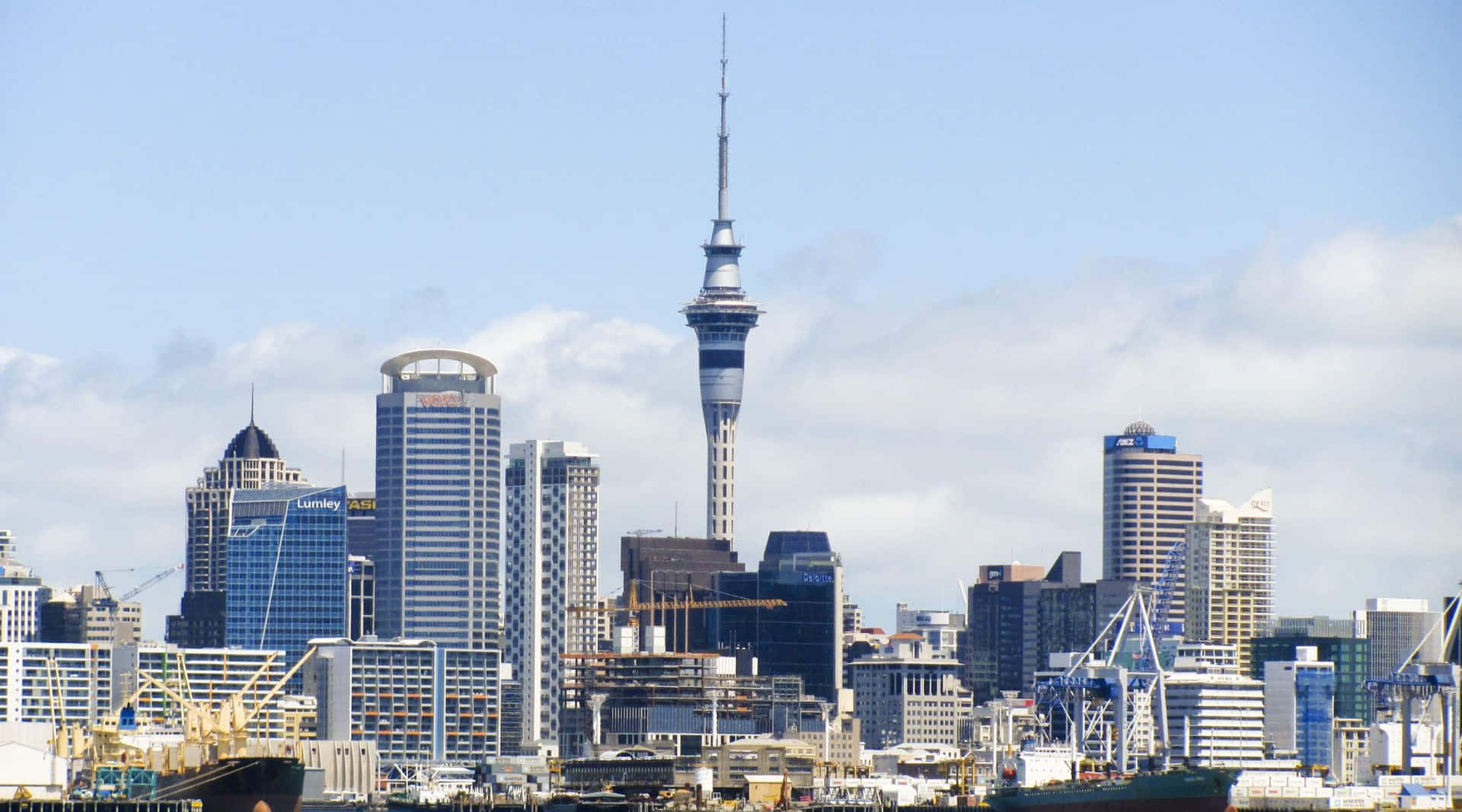 Sky Tower Auckland Stadssilhouet Achtergrond