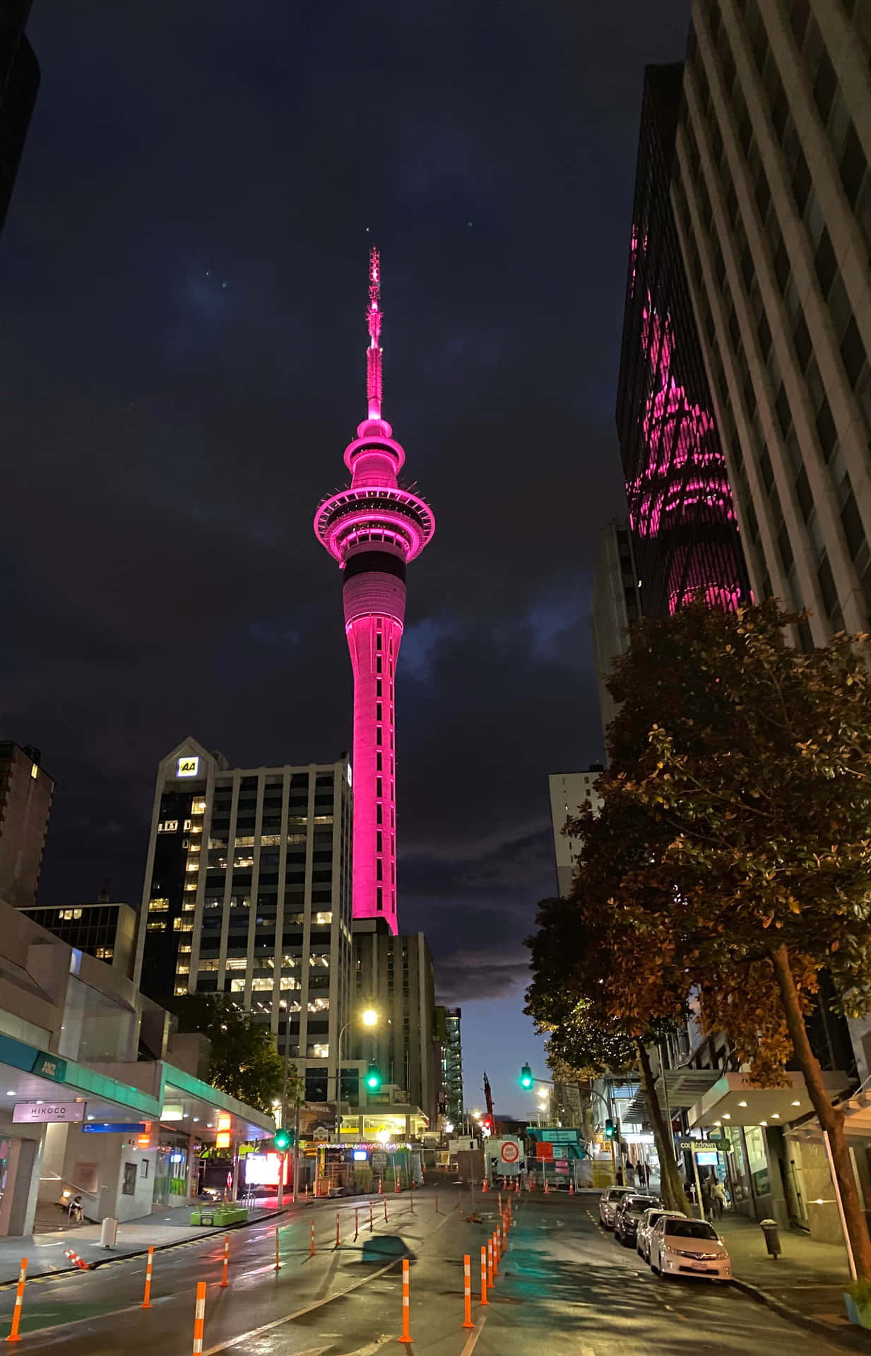 Download Sky Tower Auckland Illuminatedat Night Wallpaper | Wallpapers.com