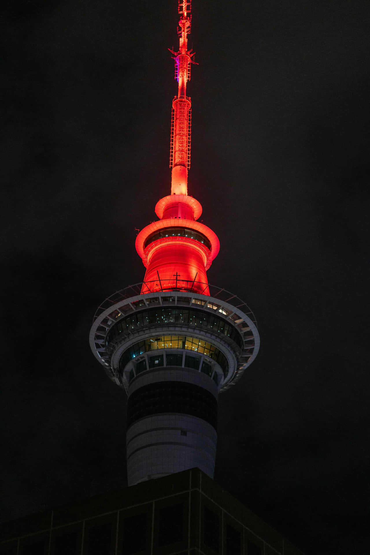 Sky Tower Auckland Nattbelysning Bakgrunnsbildet