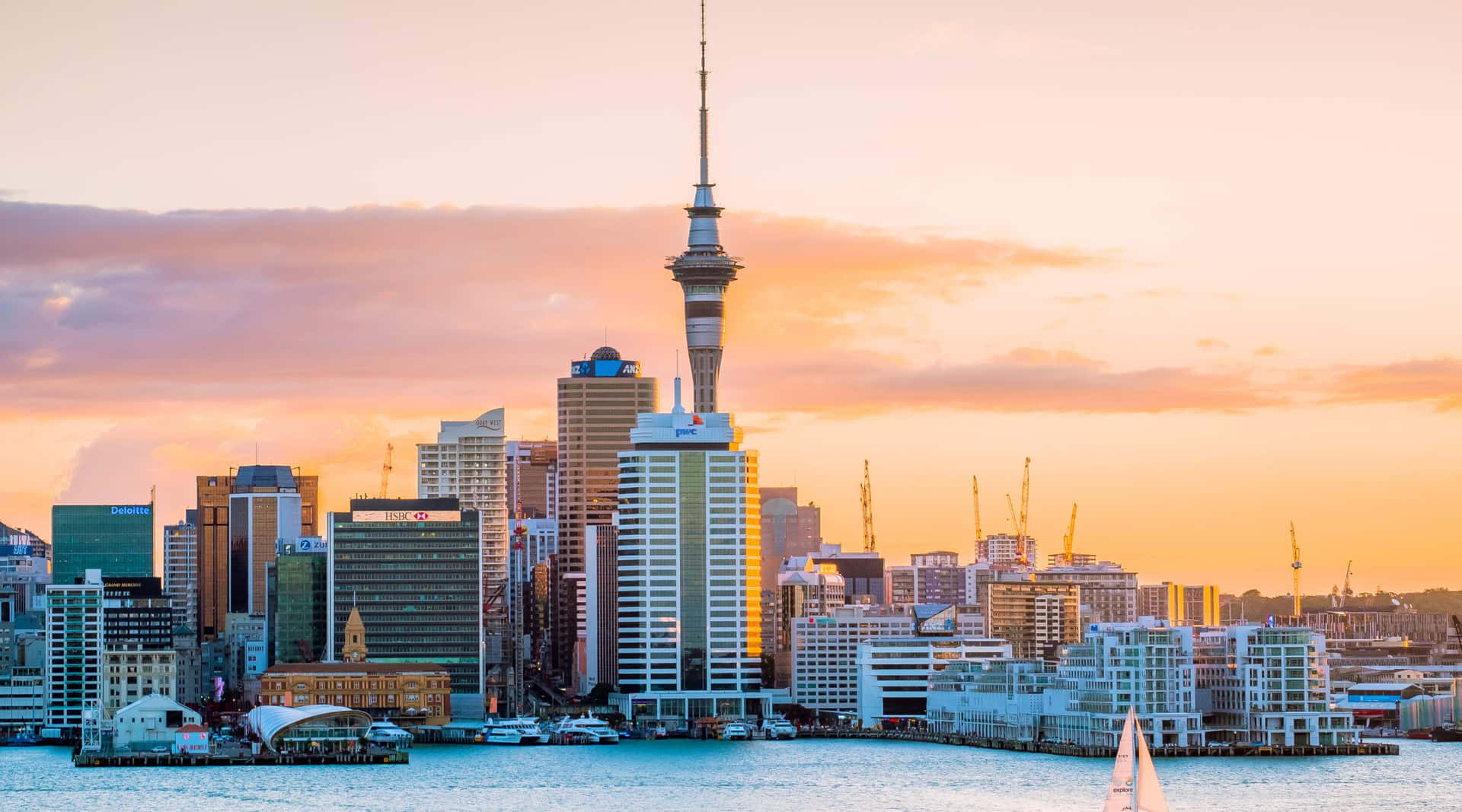 Sky Tower Auckland Sunset Silhouette Wallpaper