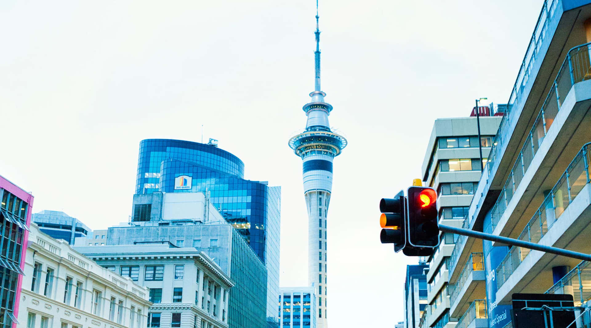 Sky Tower Aucklandin Kaupunkinäkymä Taustakuva