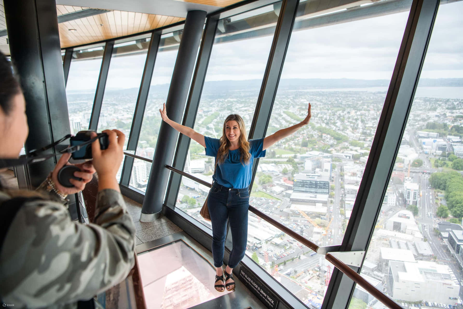 Sky Tower Auckland Uitzichtpunt Fotografie Achtergrond