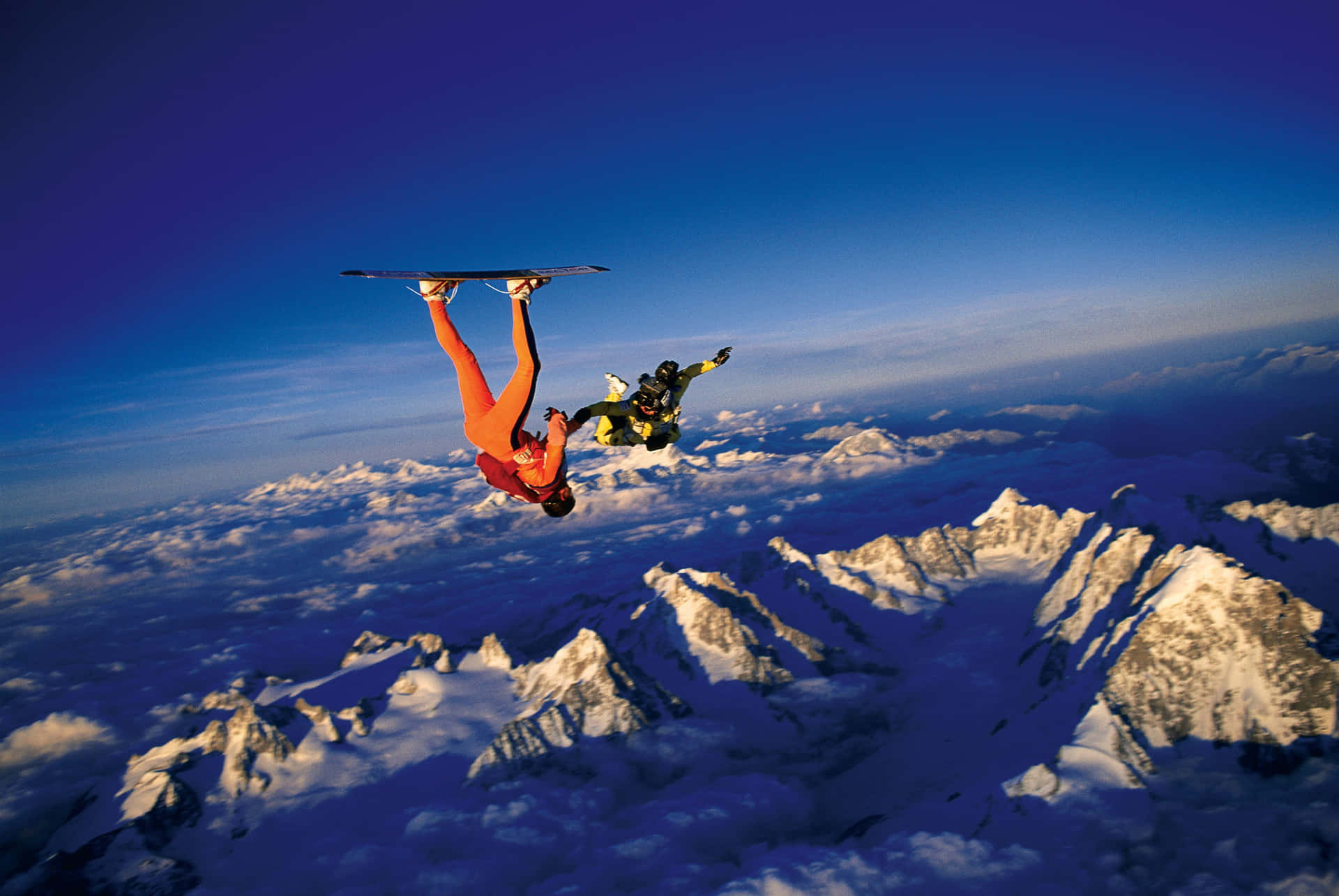 Skydiving Mountain Ranges Surfboard Picture