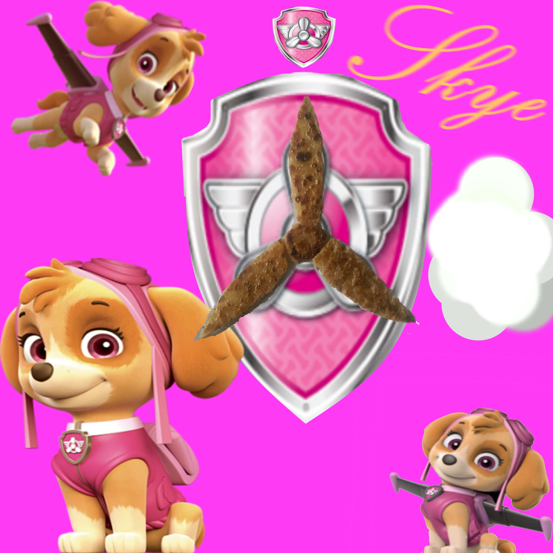 Skye Paw Patrol Pink Badge Fan Art Wallpaper