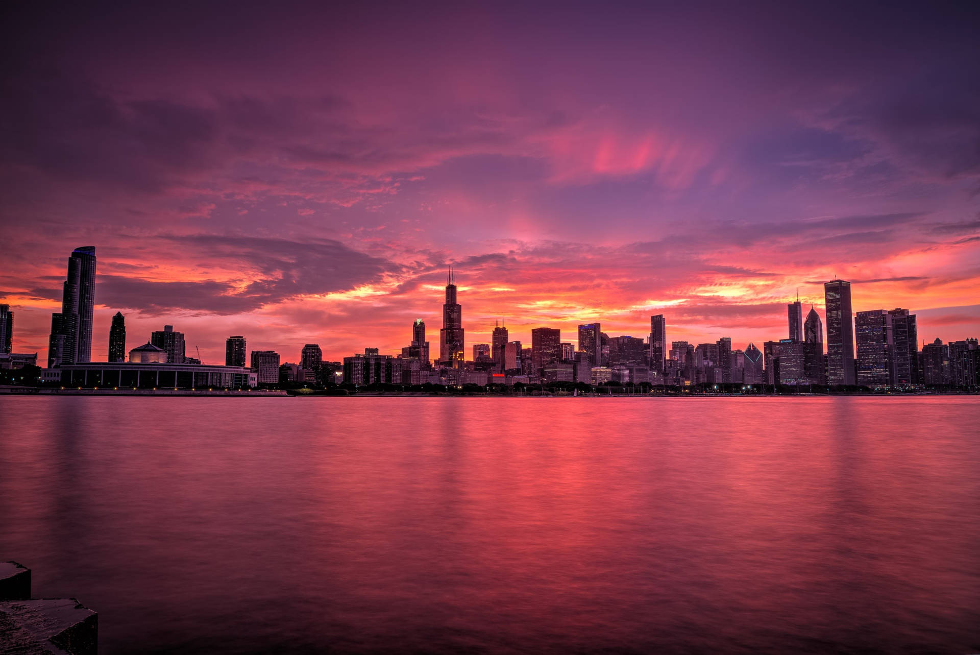 Skyline City View At Sunset Wallpaper