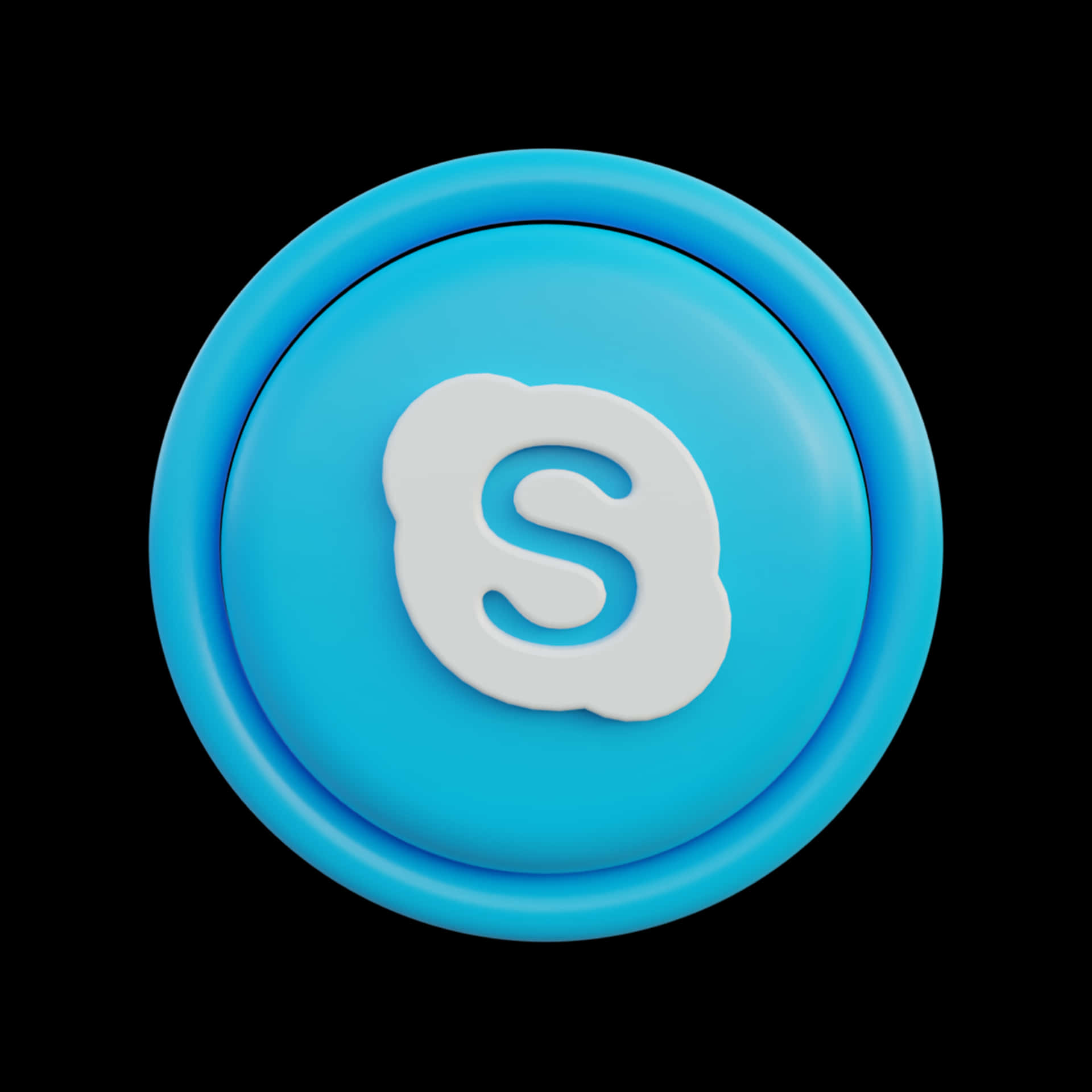 Skypeikon På En Blå Knapp