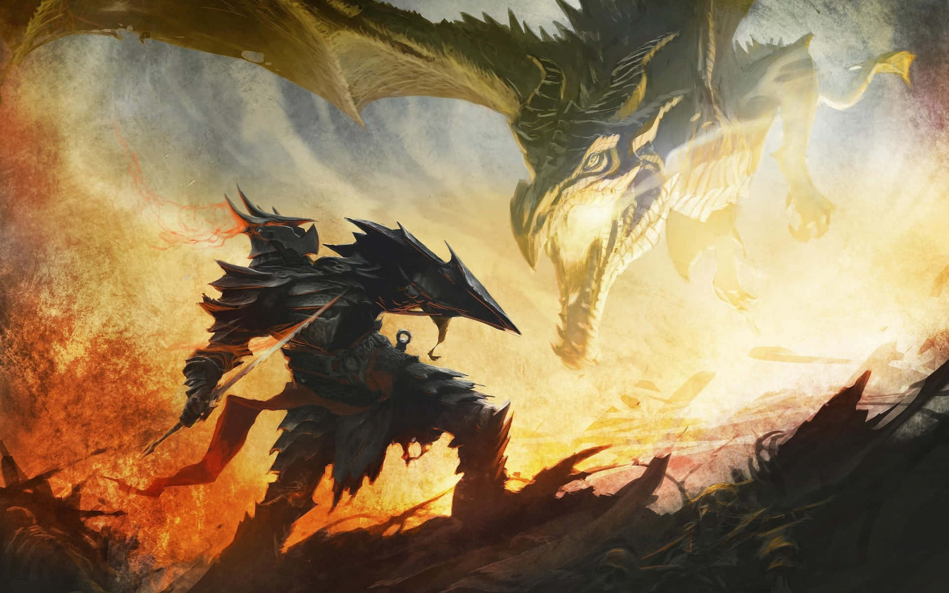Dragonborn in Skyrim landscape