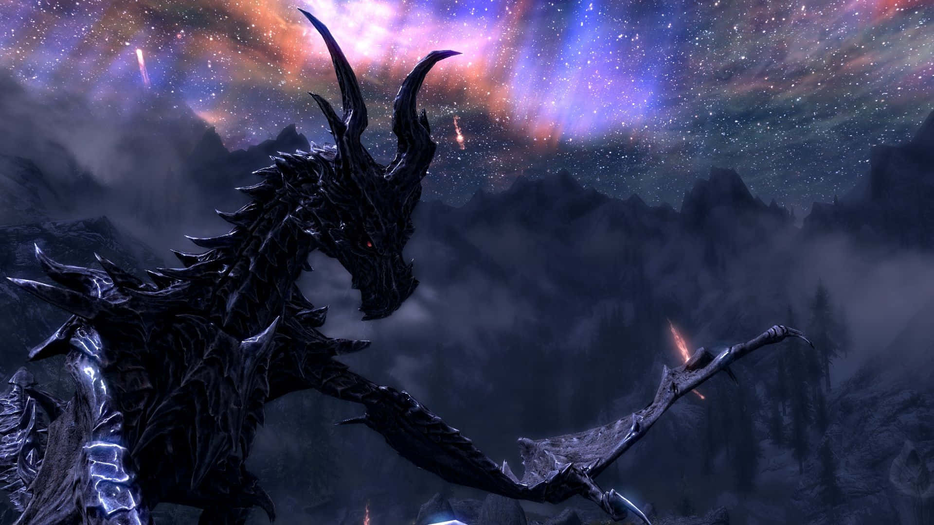Laúltima Batalla: Dragonborn Vs Alduin En Skyrim. Fondo de pantalla