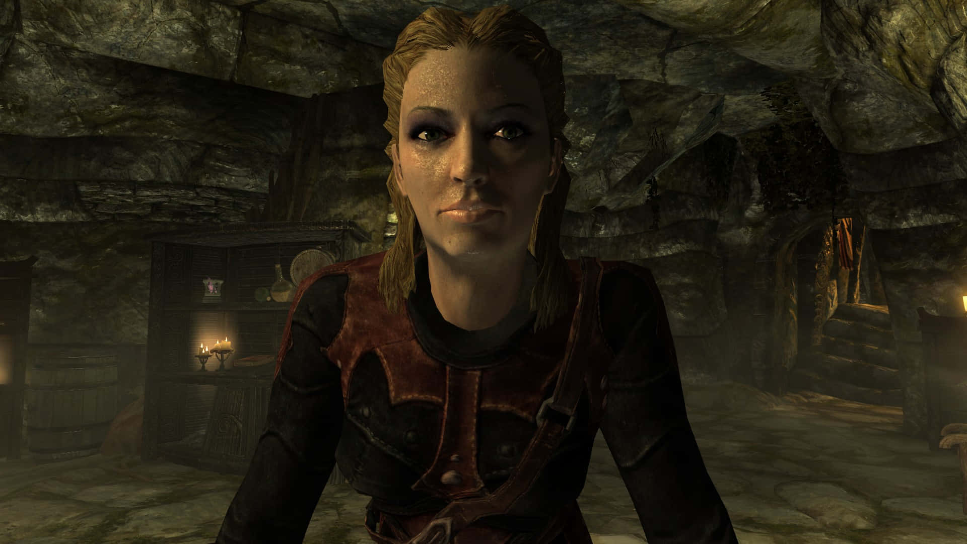 Astrid, the Intimidating Leader of the Dark Brotherhood in Skyrim Wallpaper