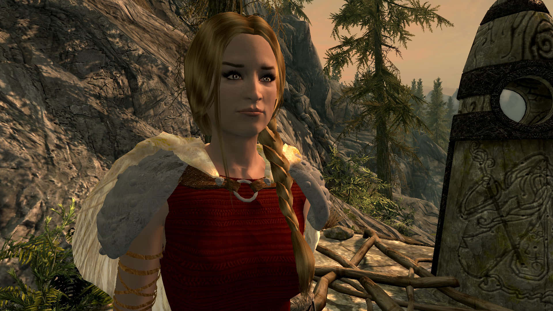 Astrid, the enigmatic leader of the Dark Brotherhood, in the enchanted world of Skyrim Wallpaper