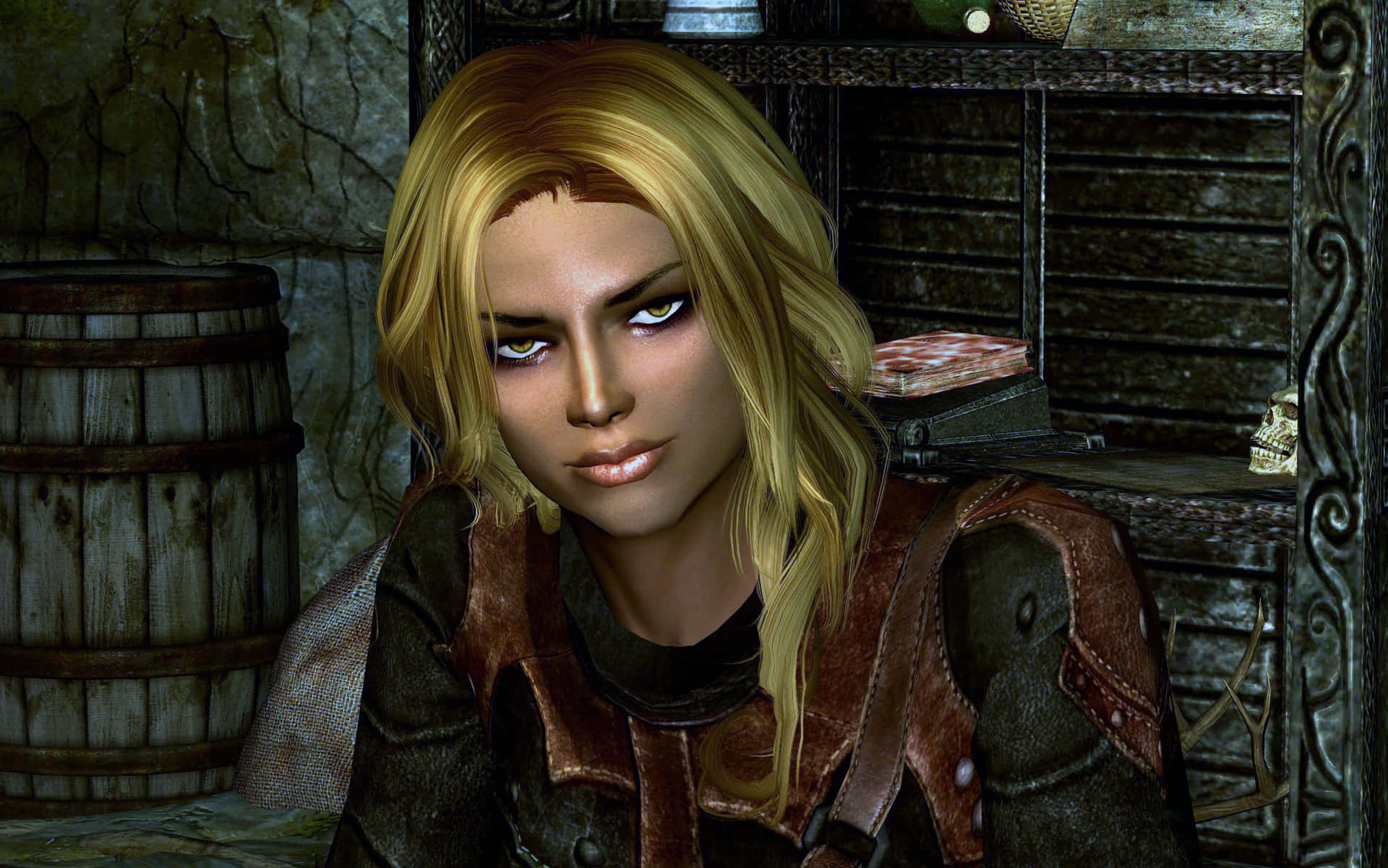 Astrid, the enigmatic leader of the Dark Brotherhood in Skyrim Wallpaper