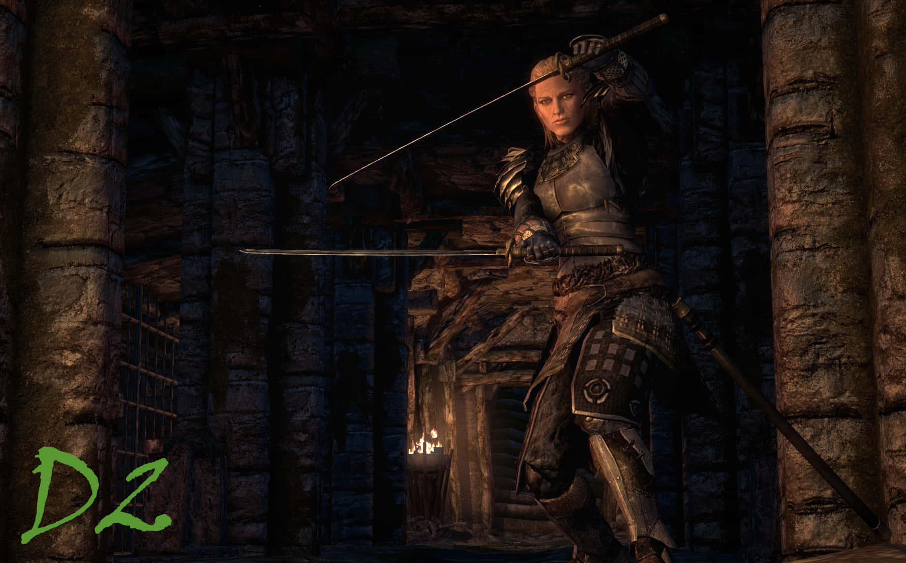 Delphine, the Blade's strong and resourceful warrior in Skyrim Wallpaper
