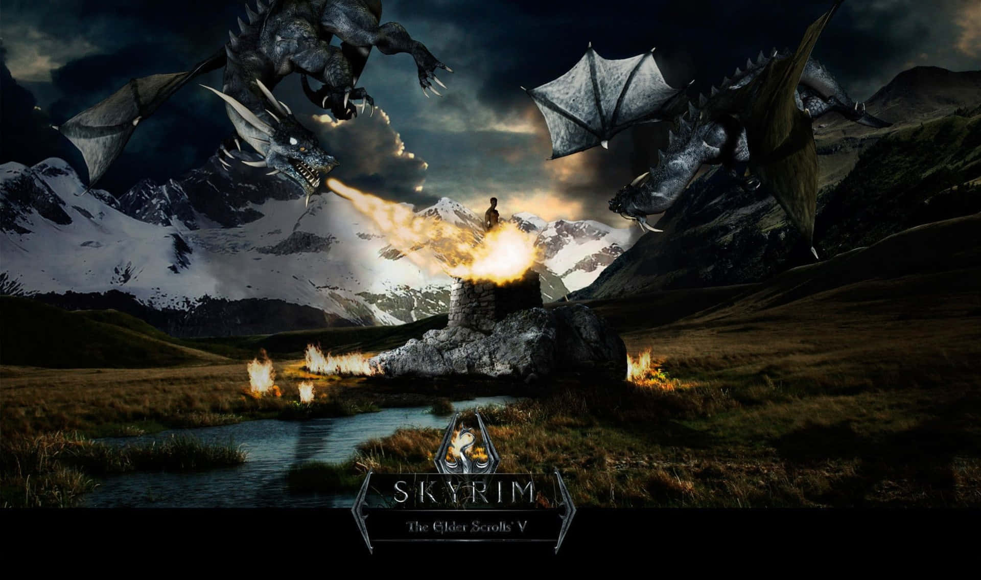 Reclaim Your Throne as a Dovahkiin in Skyrim Desktop Wallpaper