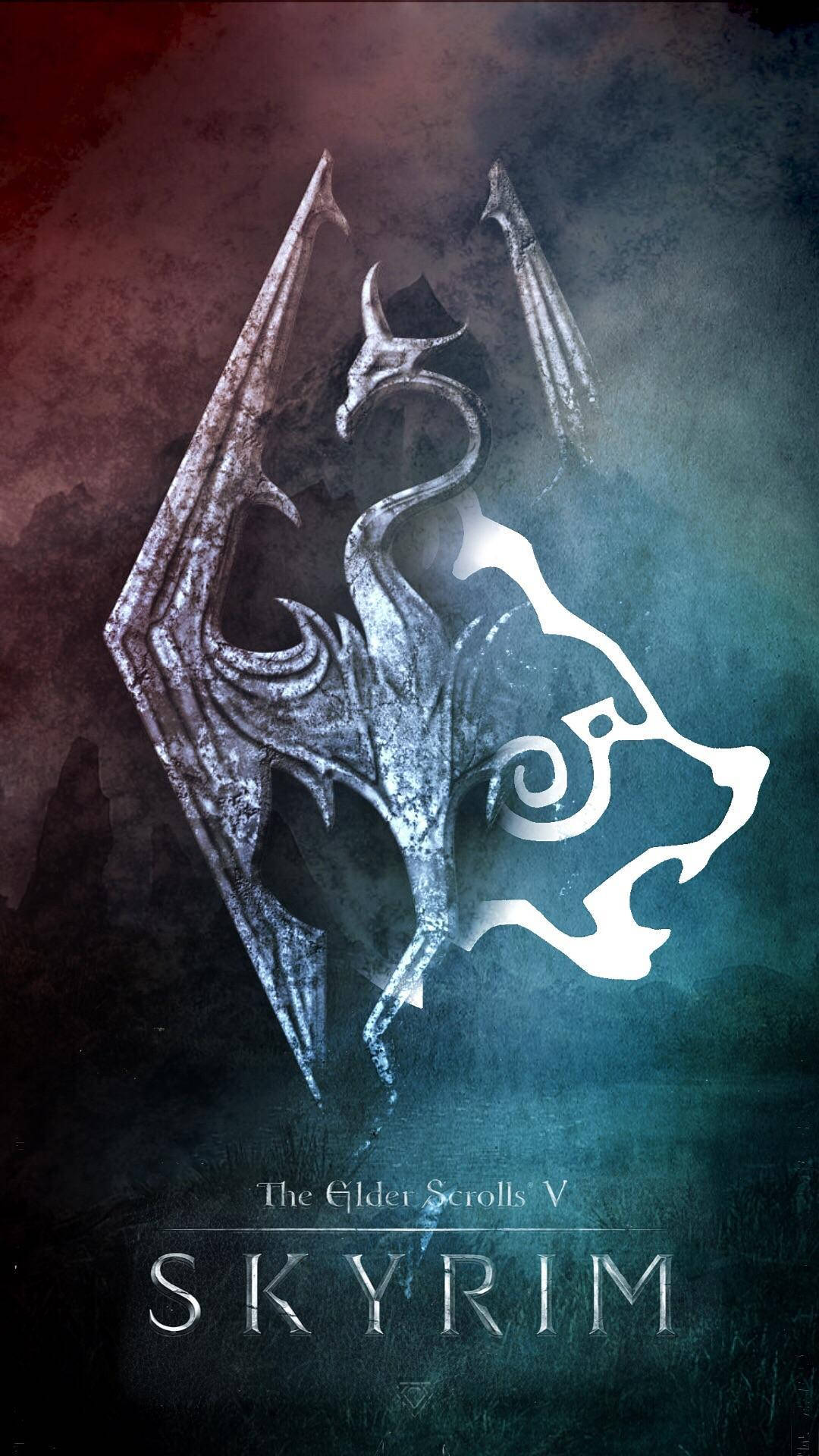 Skyrim iPhone Blue And Red Wallpaper
