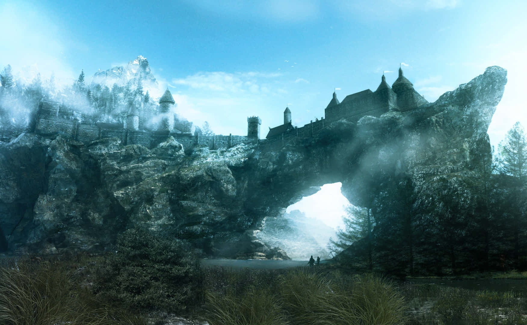 Majestic Skyrim Landscape with Breathtaking View Wallpaper