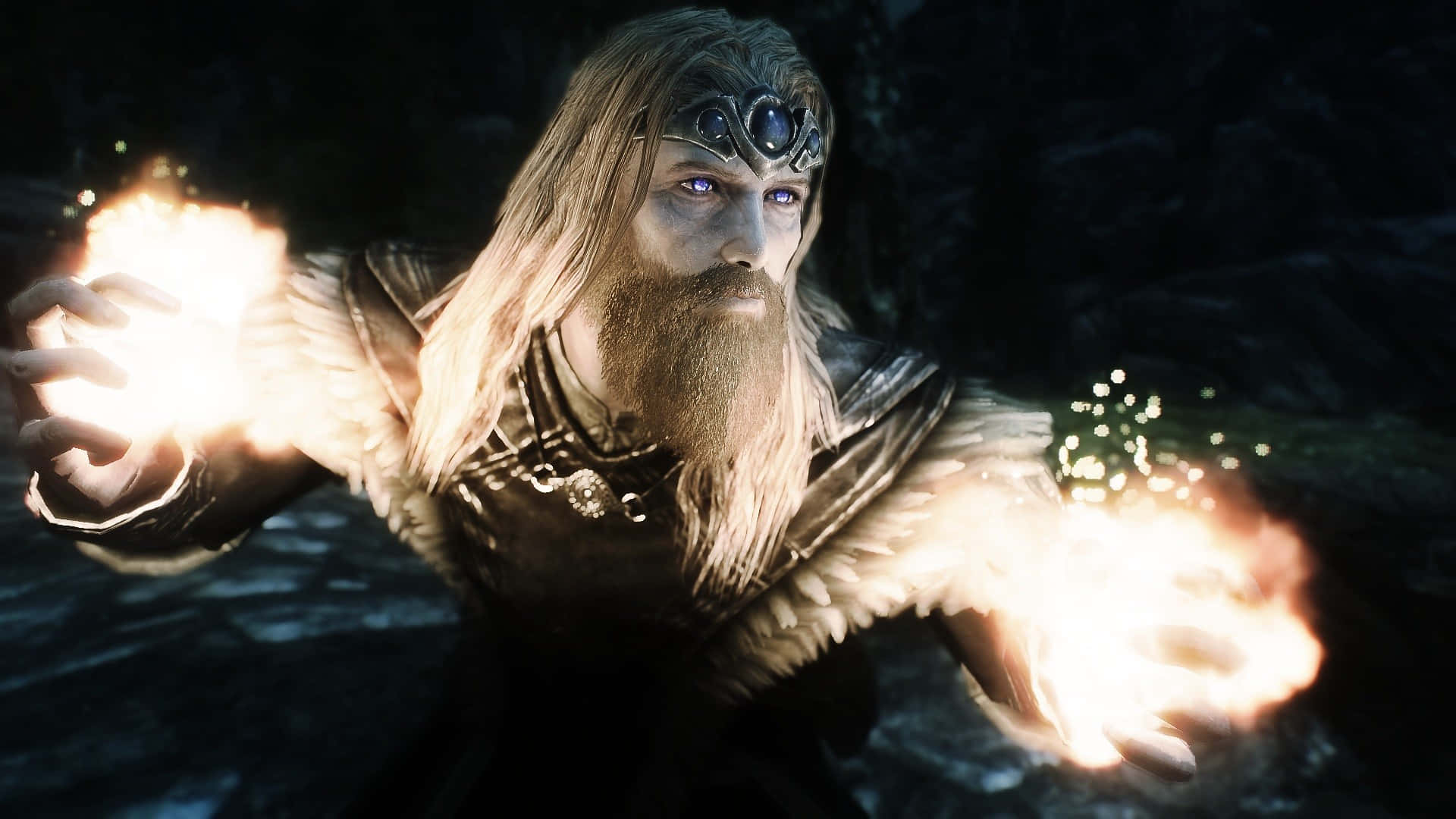 Powerful Skyrim Mage casting a spell Wallpaper