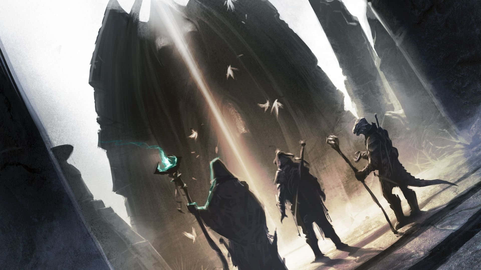 Epic Skyrim Mage Unleashing Magical Power Wallpaper