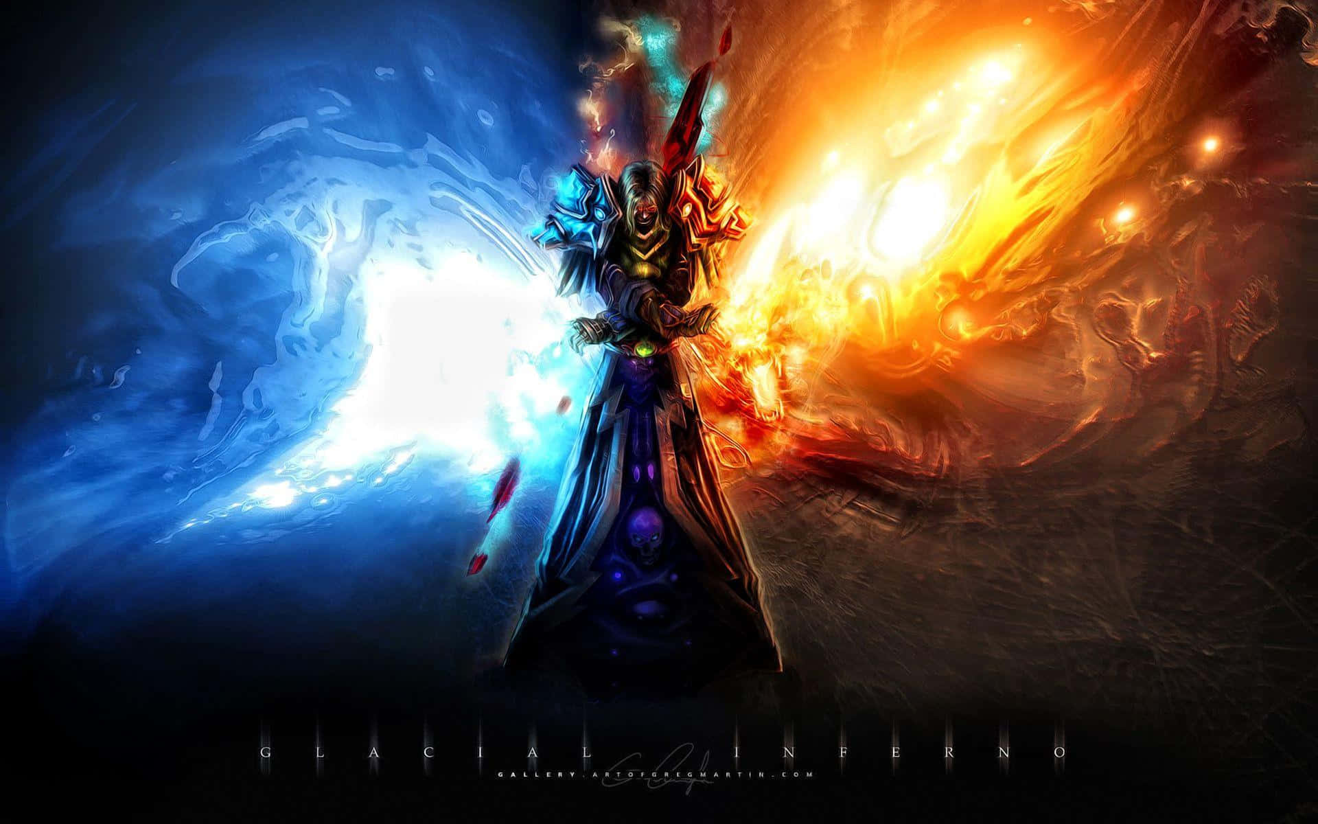 A Powerful Skyrim Mage Casting a Destructive Spell in Battle Wallpaper