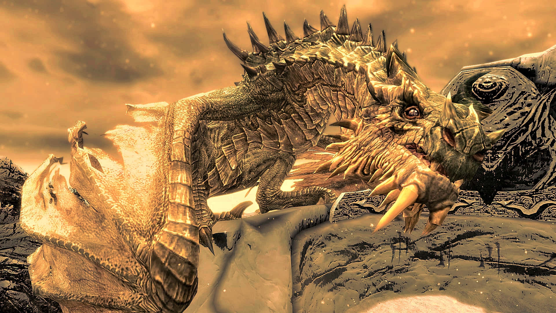 The Ancient Dragon Paarthurnax Perched Atop The Throat of the World in Skyrim Wallpaper