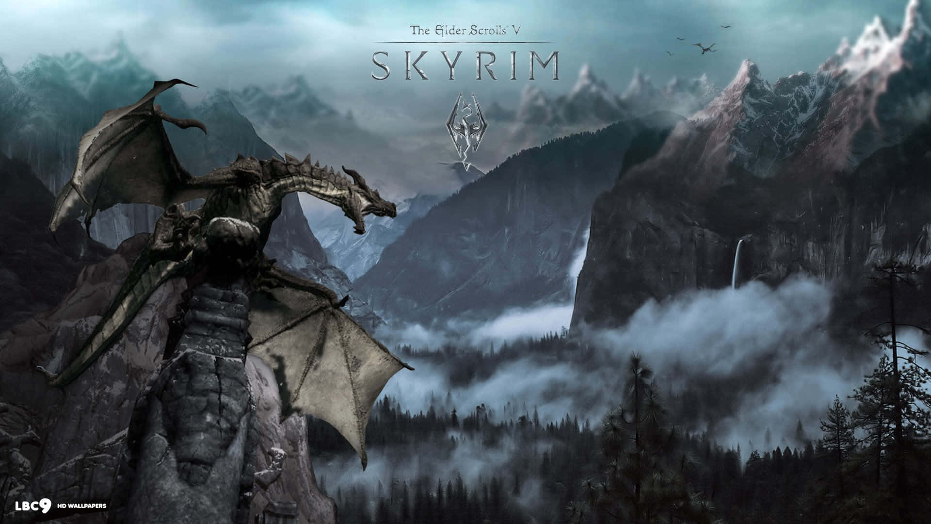 The wise dragon Paarthurnax in the world of Skyrim Wallpaper