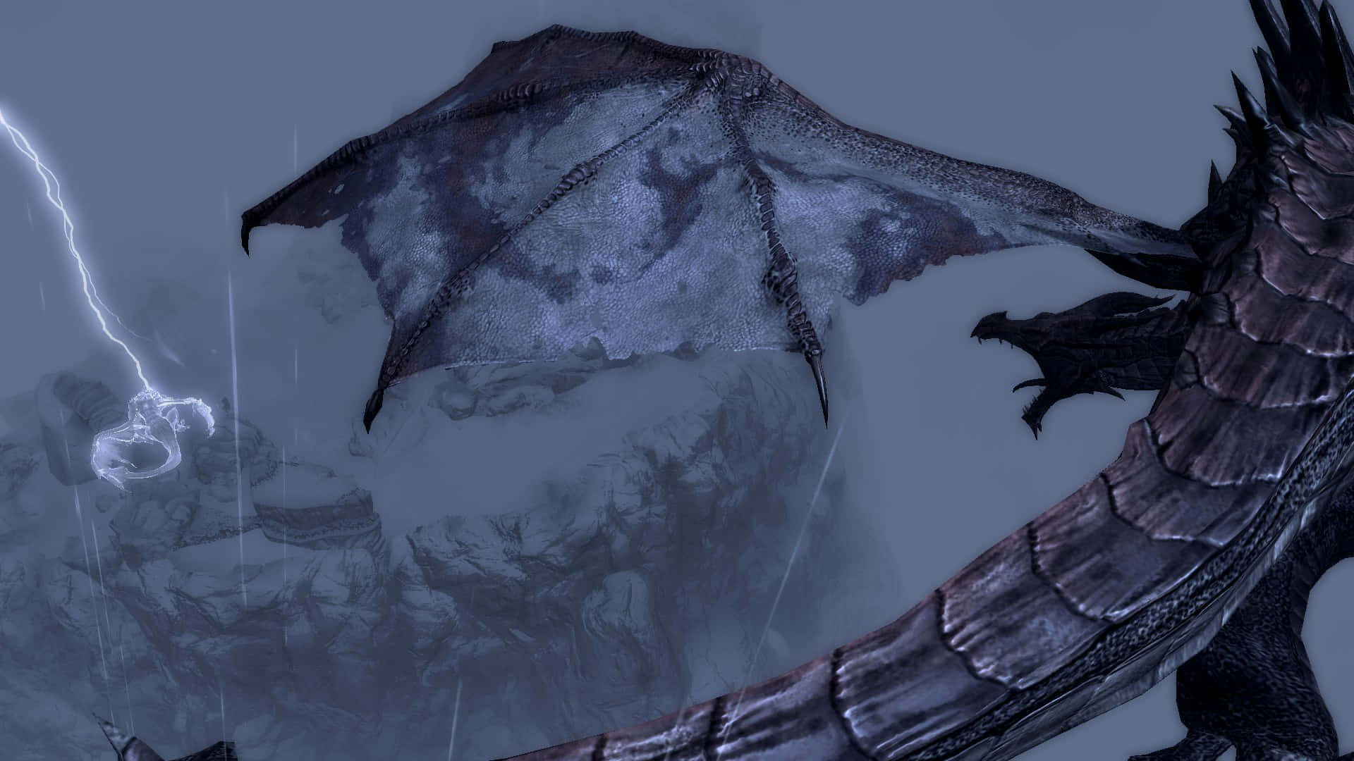 Paarthurnax, the Ancient Dragon atop the Throat of the World in Skyrim Wallpaper