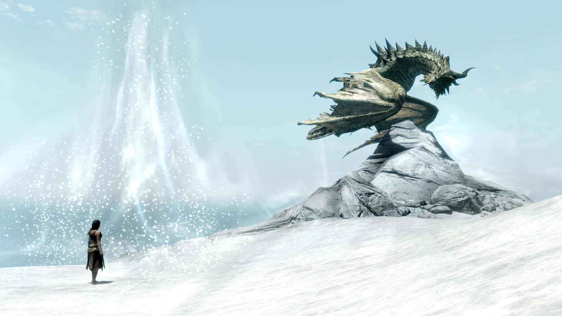 The Mighty Paarthurnax atop the Throat of the World in Skyrim Wallpaper