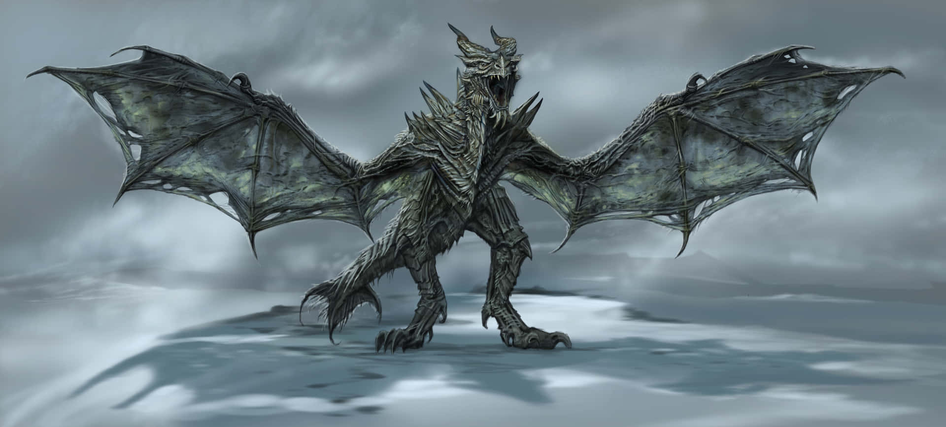 The Wise Dragon Paarthurnax in the Iconic Skyrim Landscape Wallpaper
