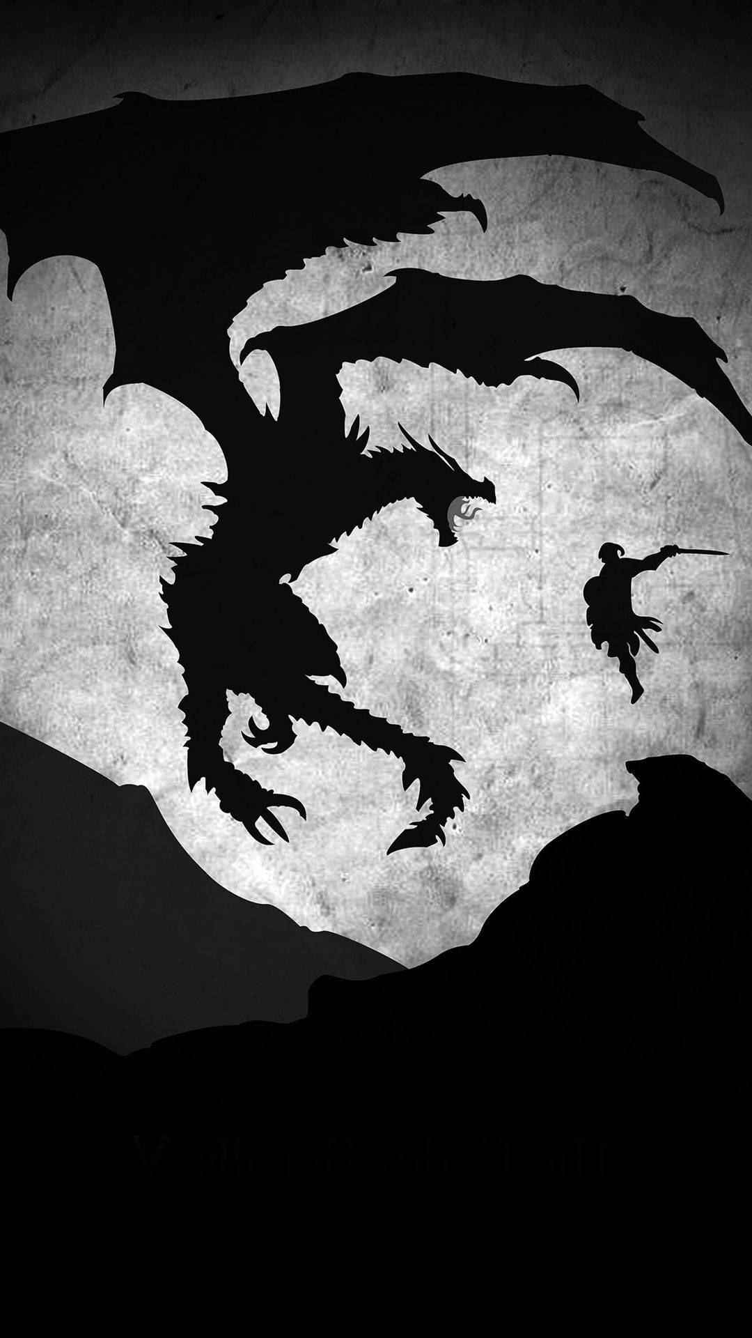 Einesilhouette Eines Drachen Und Eines Mannes Auf Einem Hügel Wallpaper