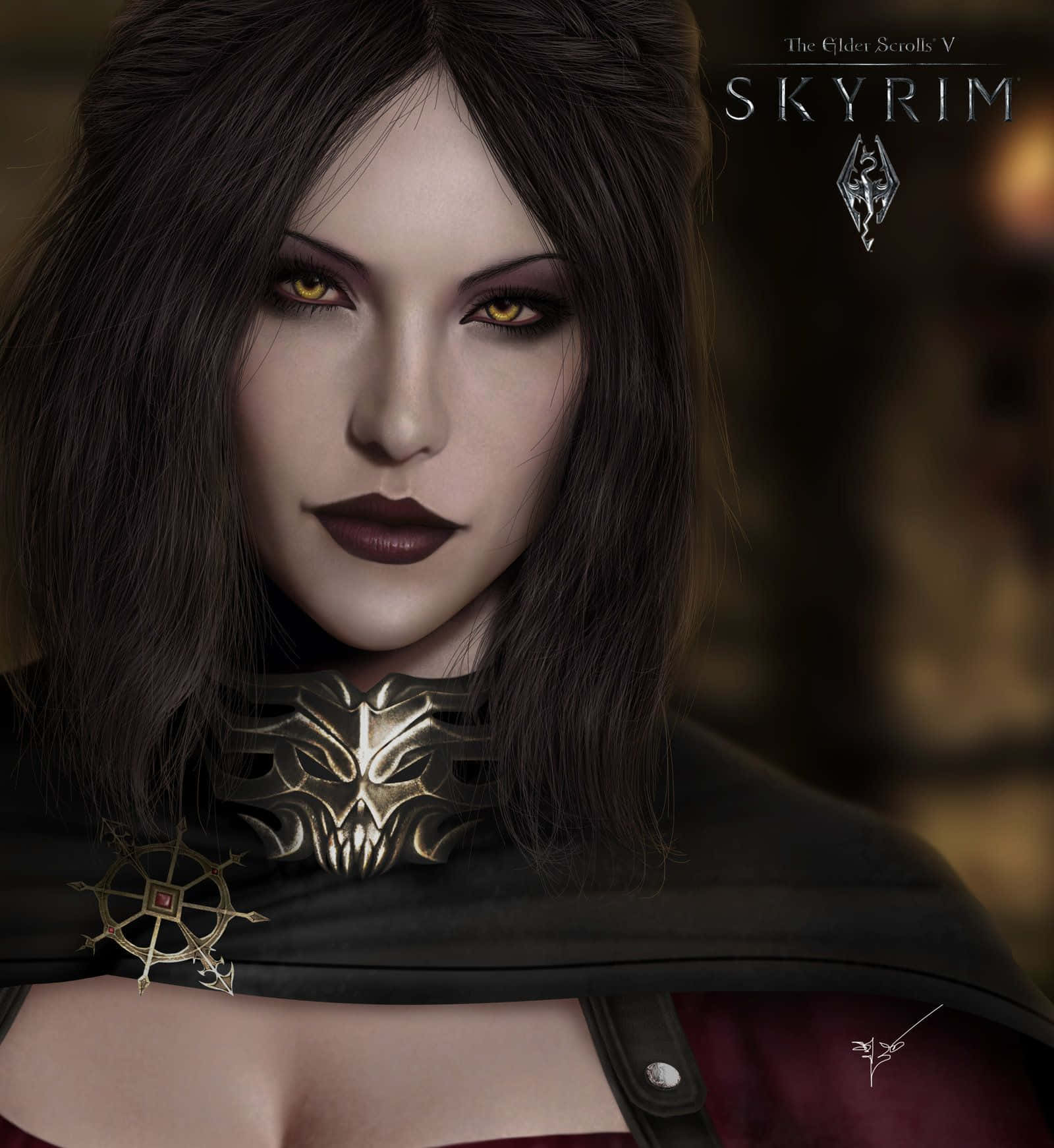 Serana, the Powerful Vampire Follower in Skyrim Wallpaper