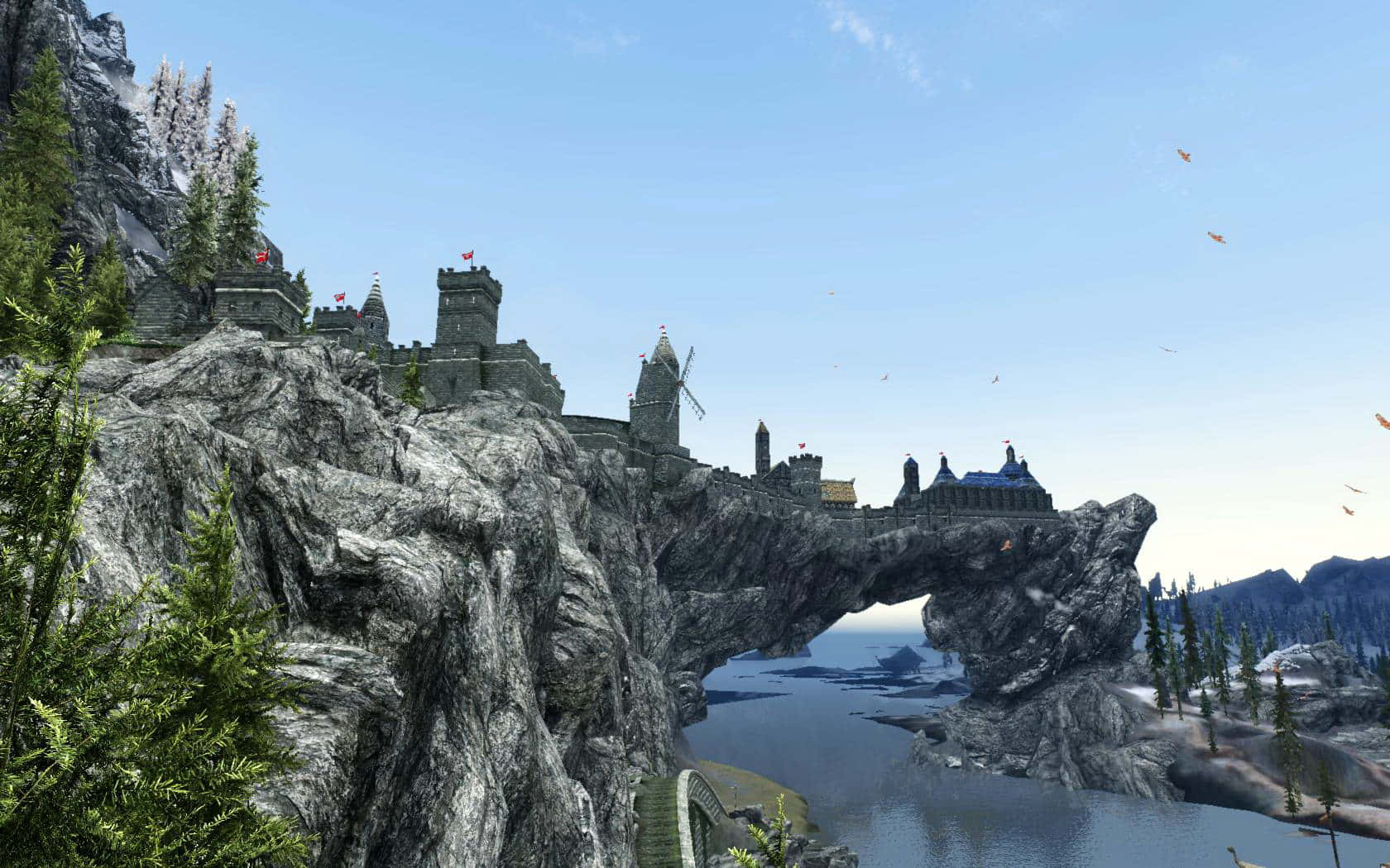Majestic view of Solitude, the capital of Skyrim Wallpaper