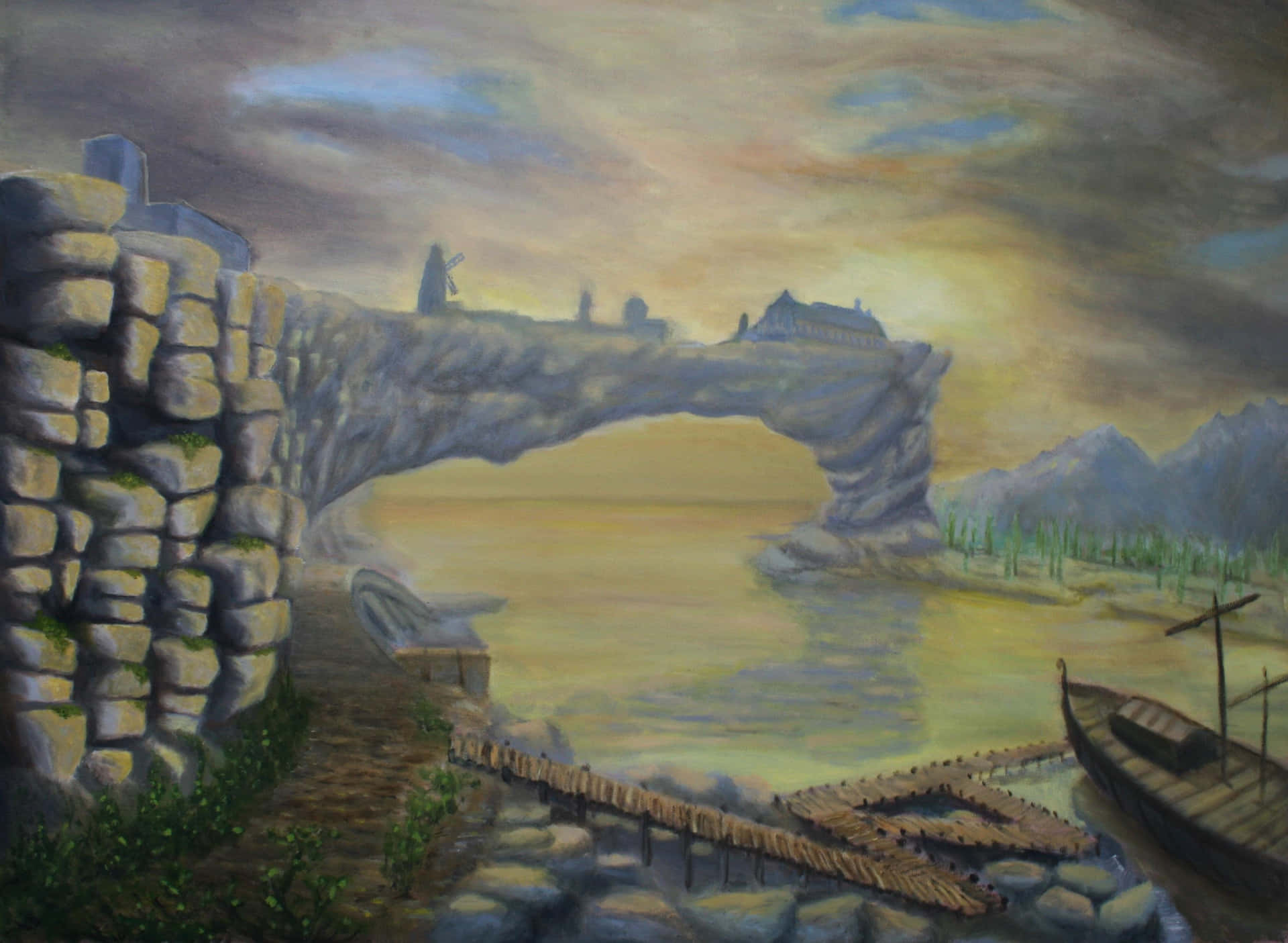 Majestic Solitude Arch in the World of Skyrim Wallpaper