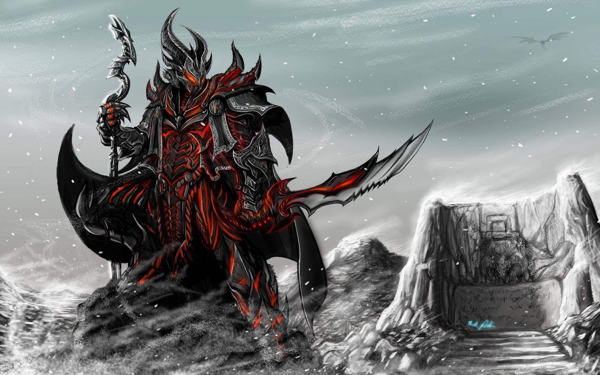 Skyrim Ultra HD Red Dragon Armor Wallpaper